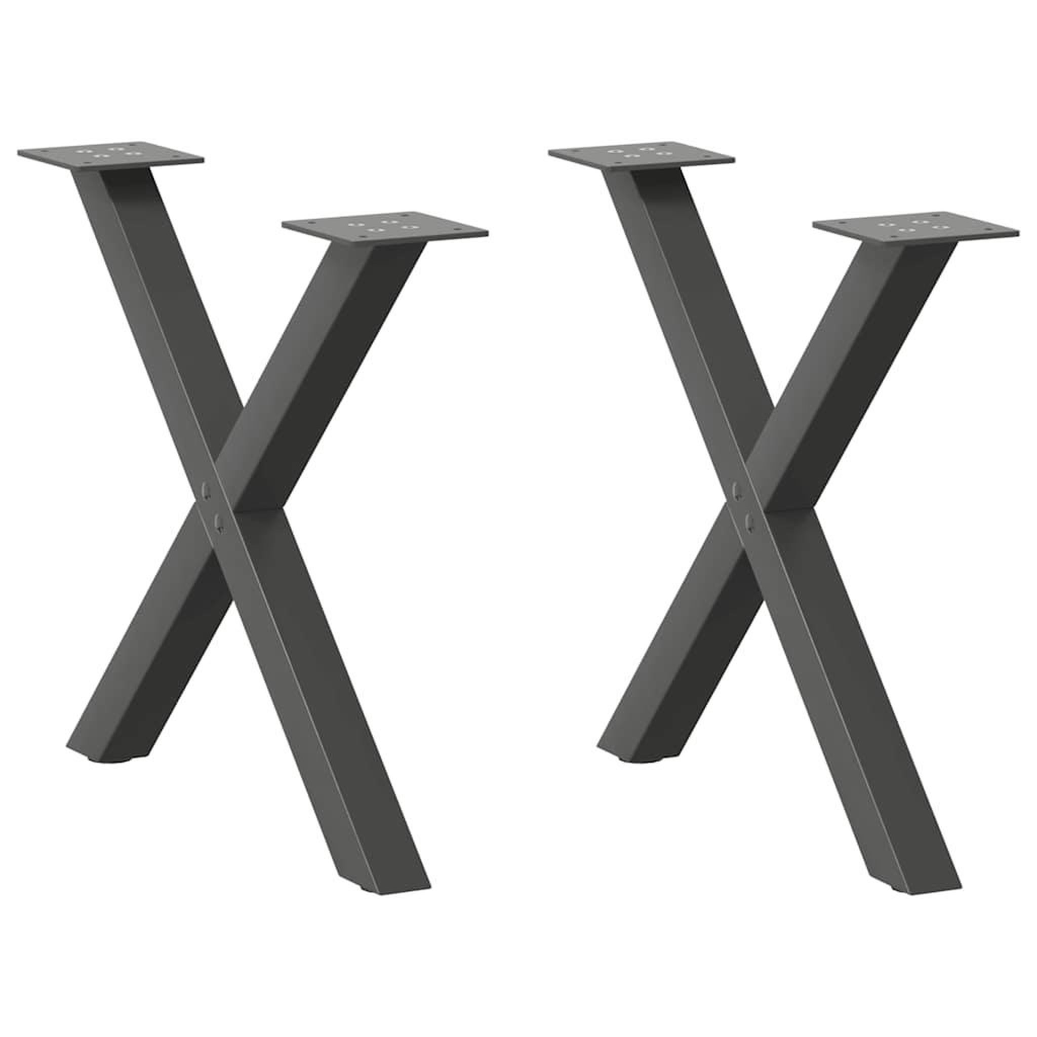 VIDAXL Pieds de table basse forme de X 2 pcs anthracite 60x(42-43) cm