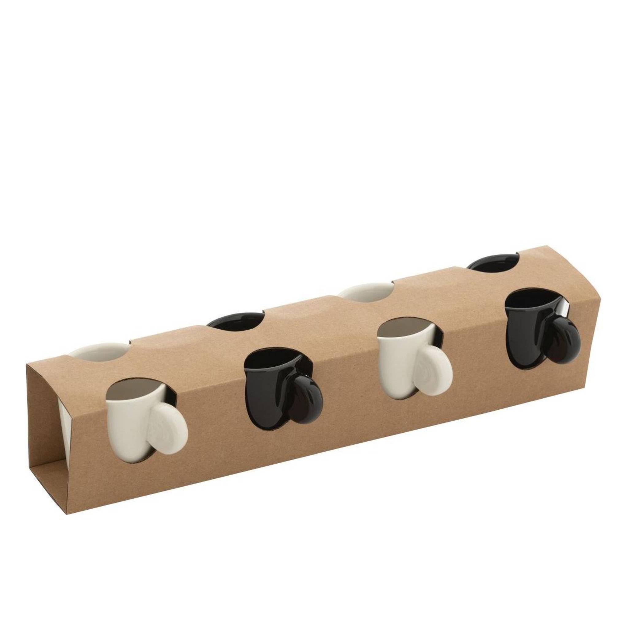 Voir la diapositive 4 : J-LINE Lot de 4 tasses à café  avery  7,5cl noir & blanc