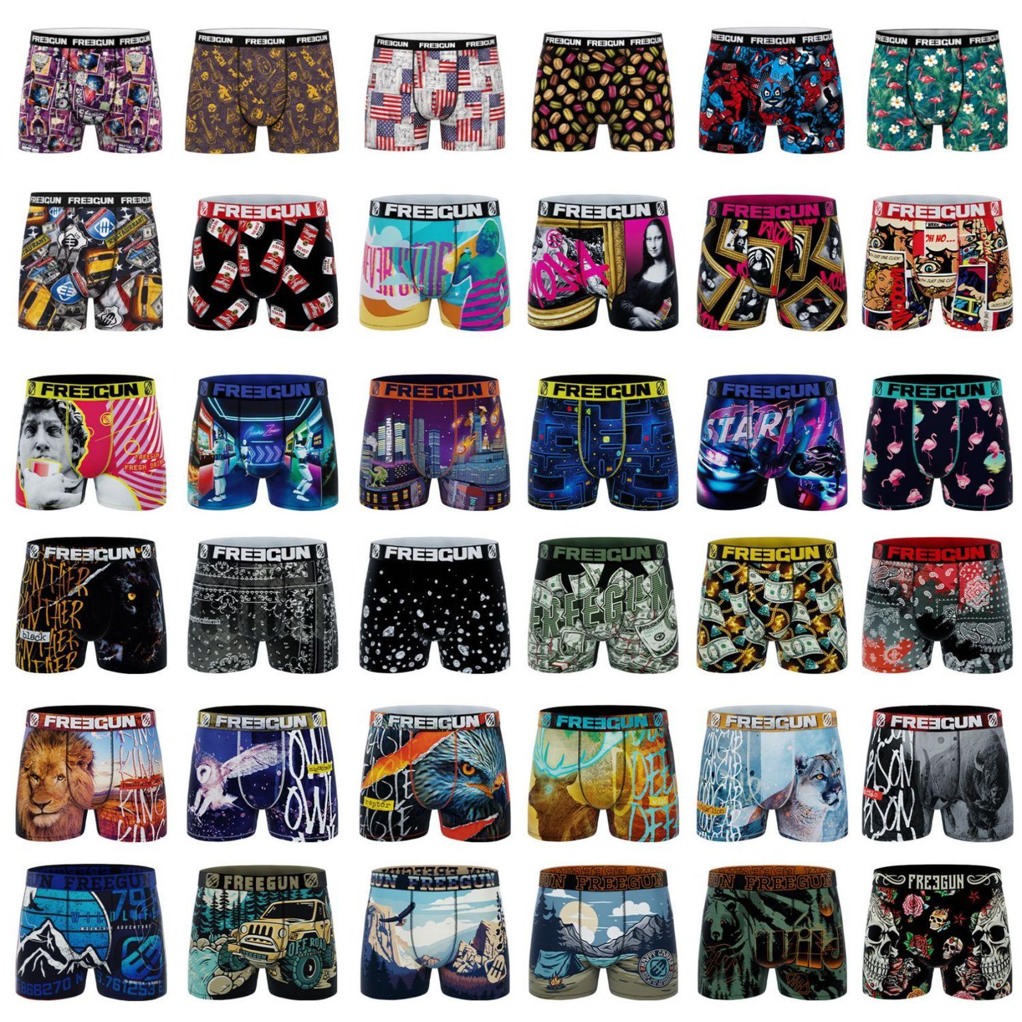 Voir la diapositive 1 : FREEGUN Pack surprise de 12 Boxers microfibre homme