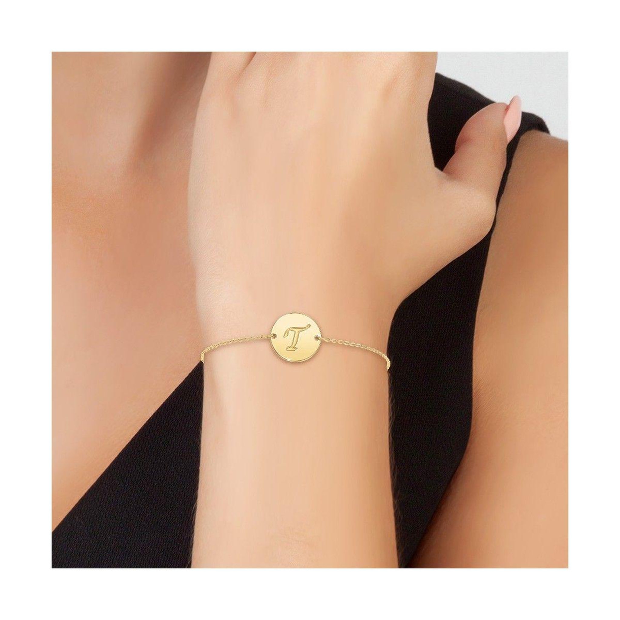 Voir la diapositive 2 : SC BOHEME Bracelet lettre T en acier inoxydable par SC Bohème