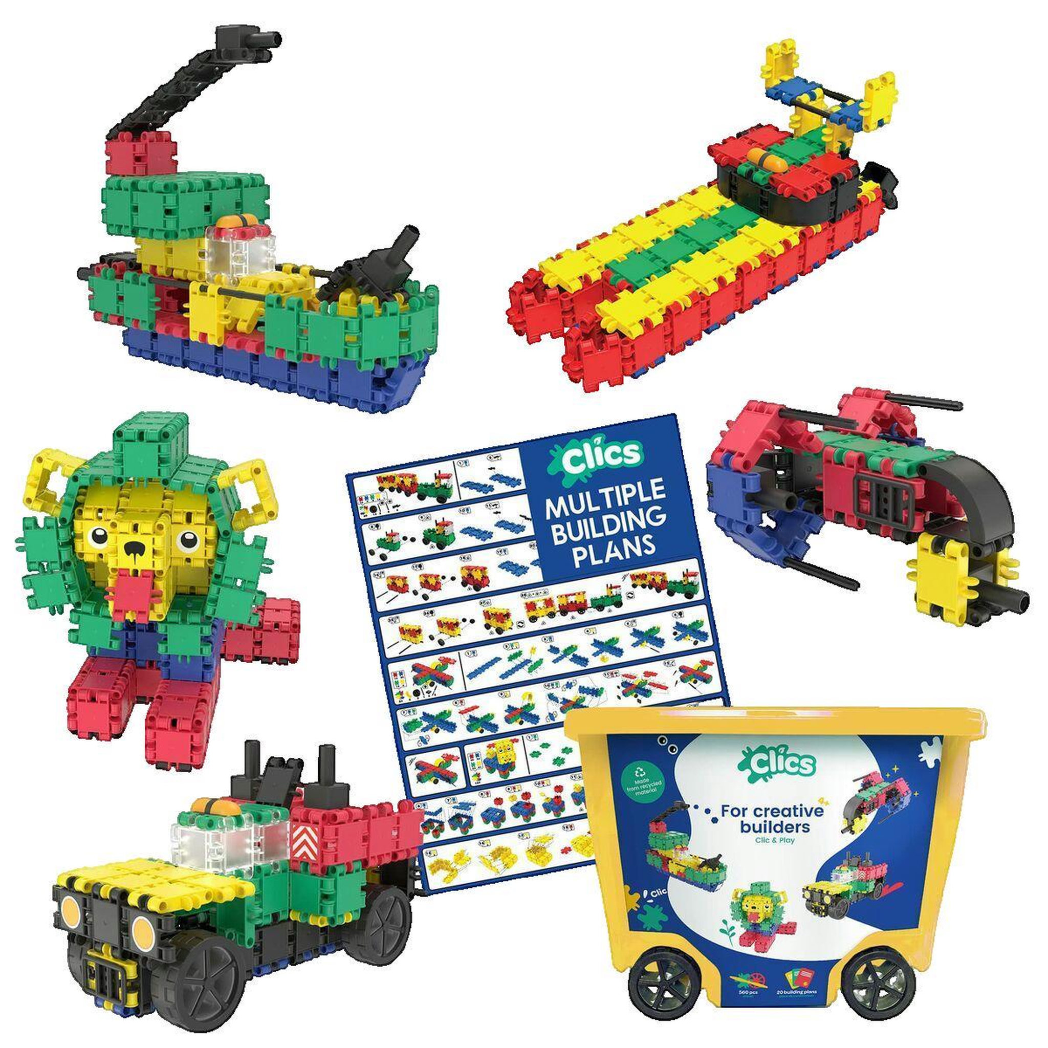 Voir la diapositive 3 : CLICS Chariot de construction Clics 560 pièces multicolore