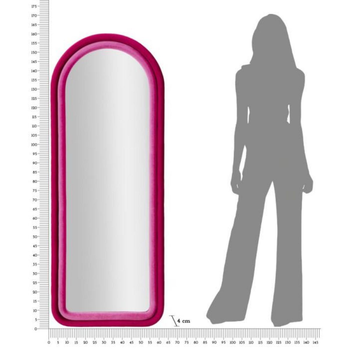 Paris Prix Miroir Mural en Velours  Chloé  160cm Fuchsia