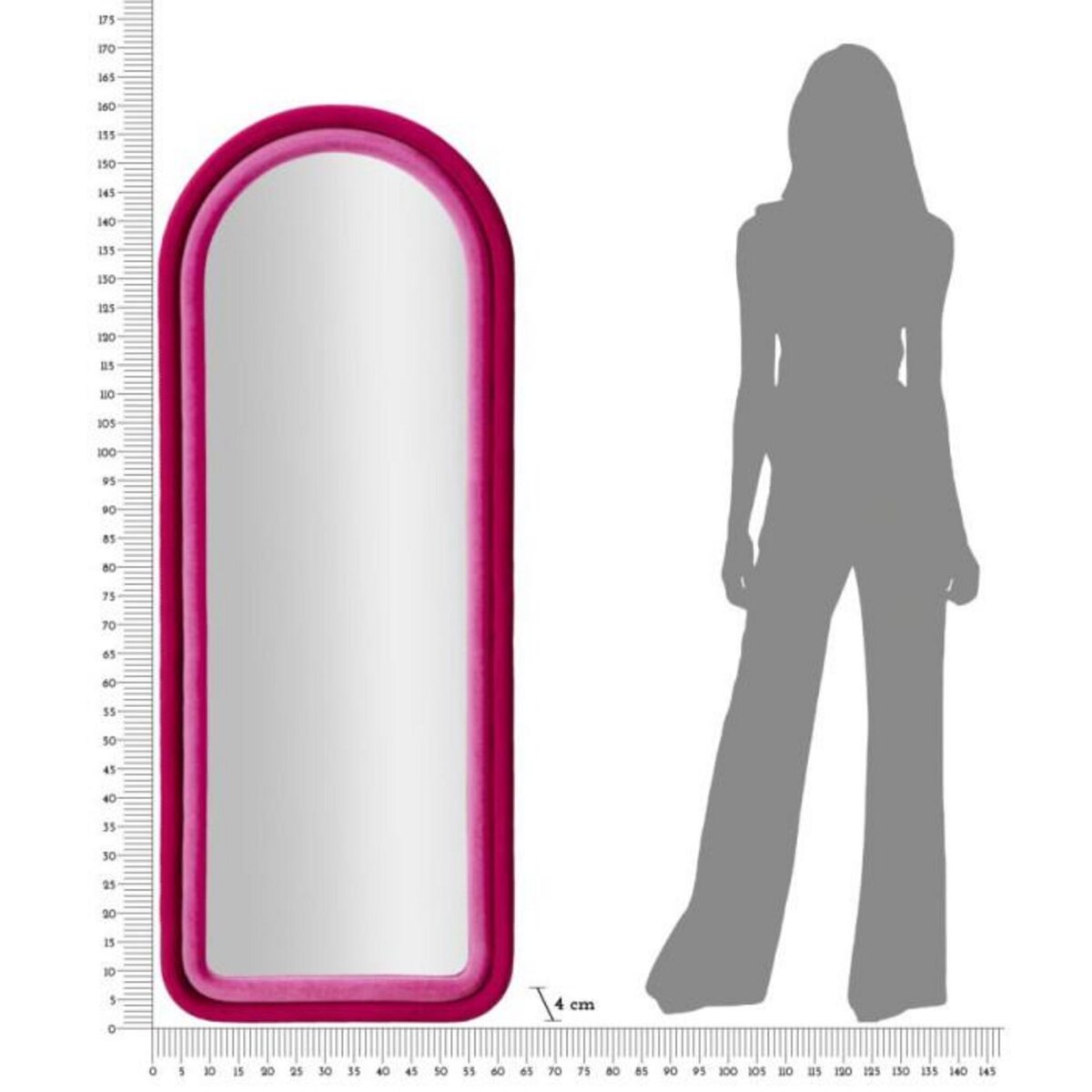 Paris Prix Miroir Mural en Velours  Chloé  160cm Fuchsia