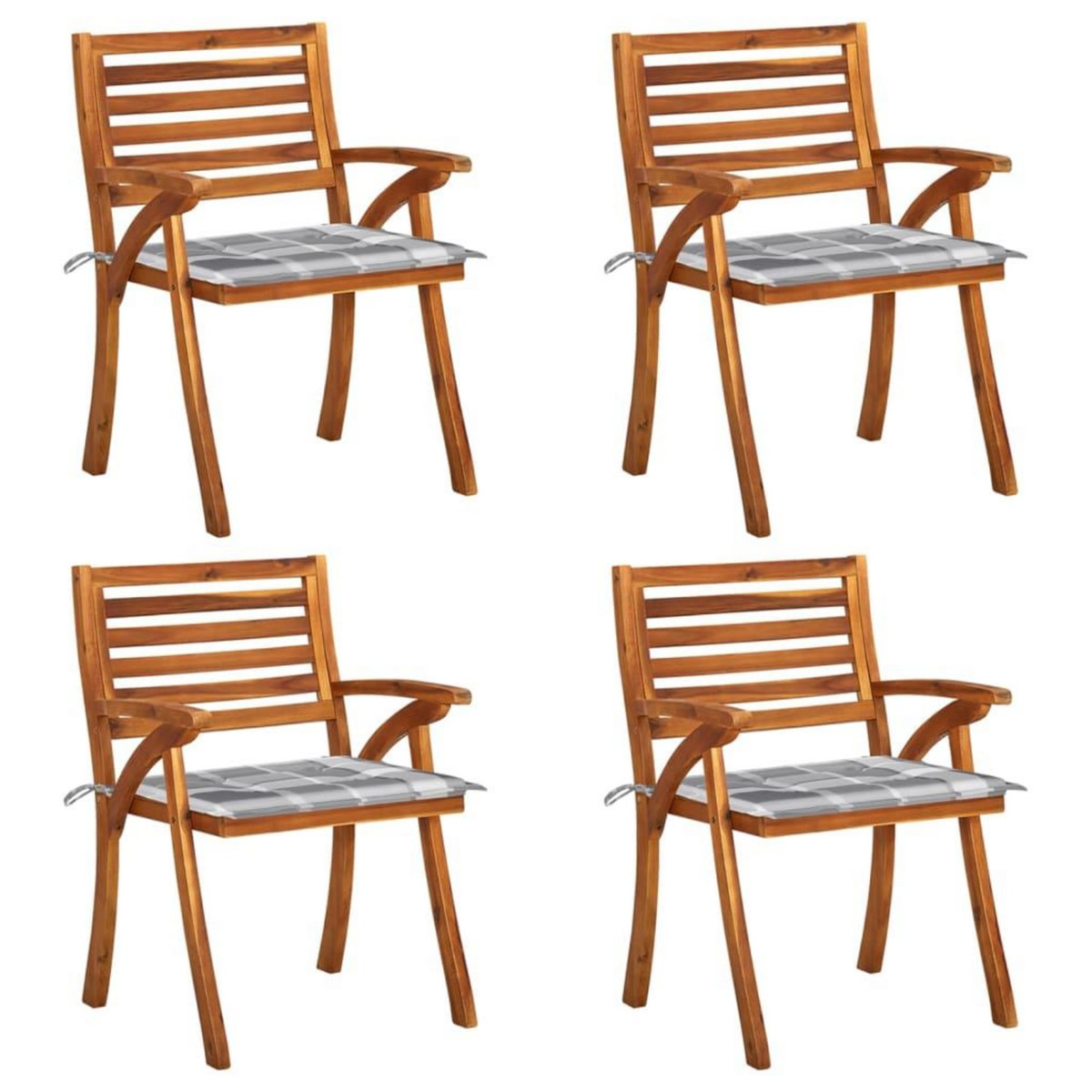 VIDAXL Chaises de jardin avec coussins lot de 4 Bois de teck solide