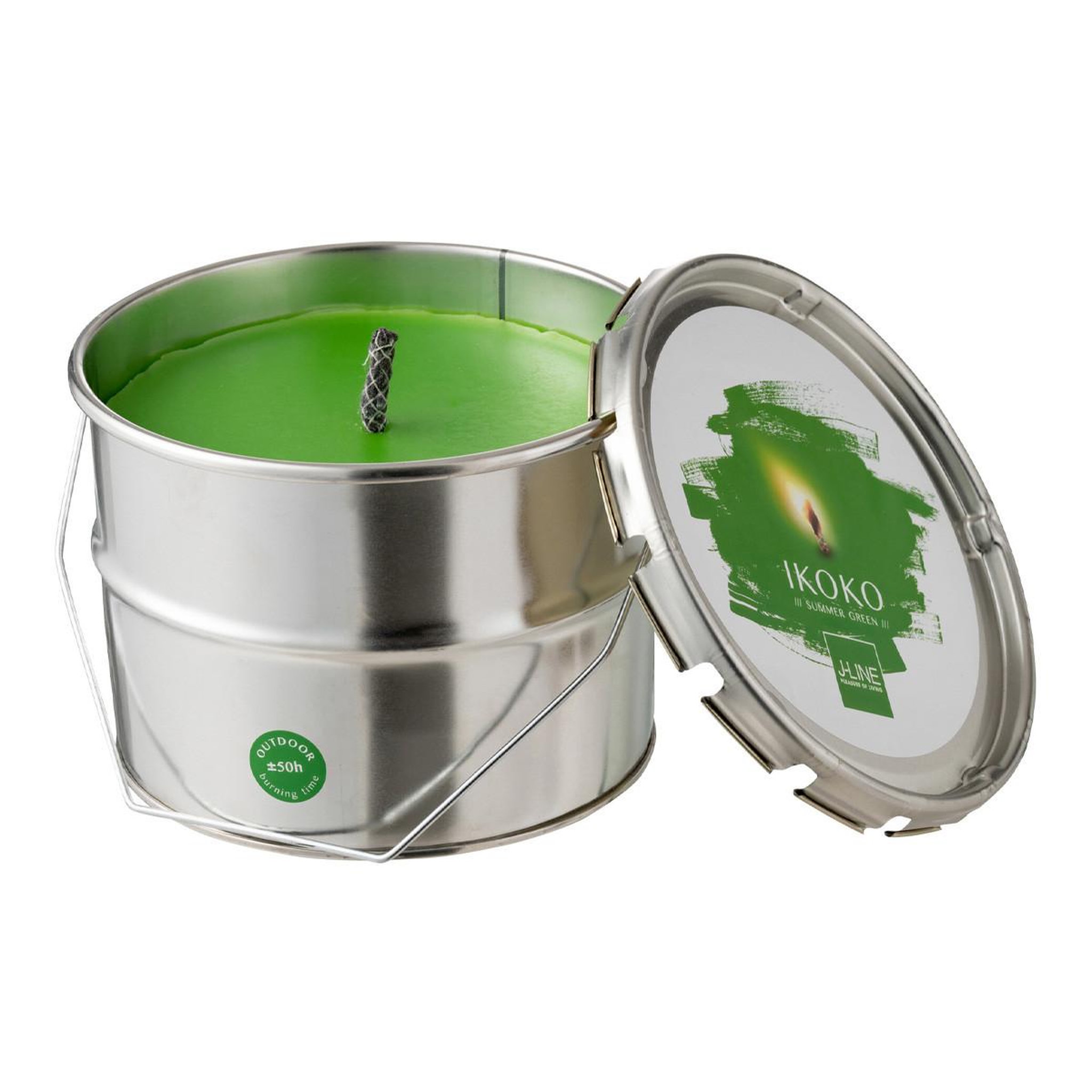 Voir la diapositive 1 : J-LINE Bougie parfumée  ikoko citronnelle  18cm vert