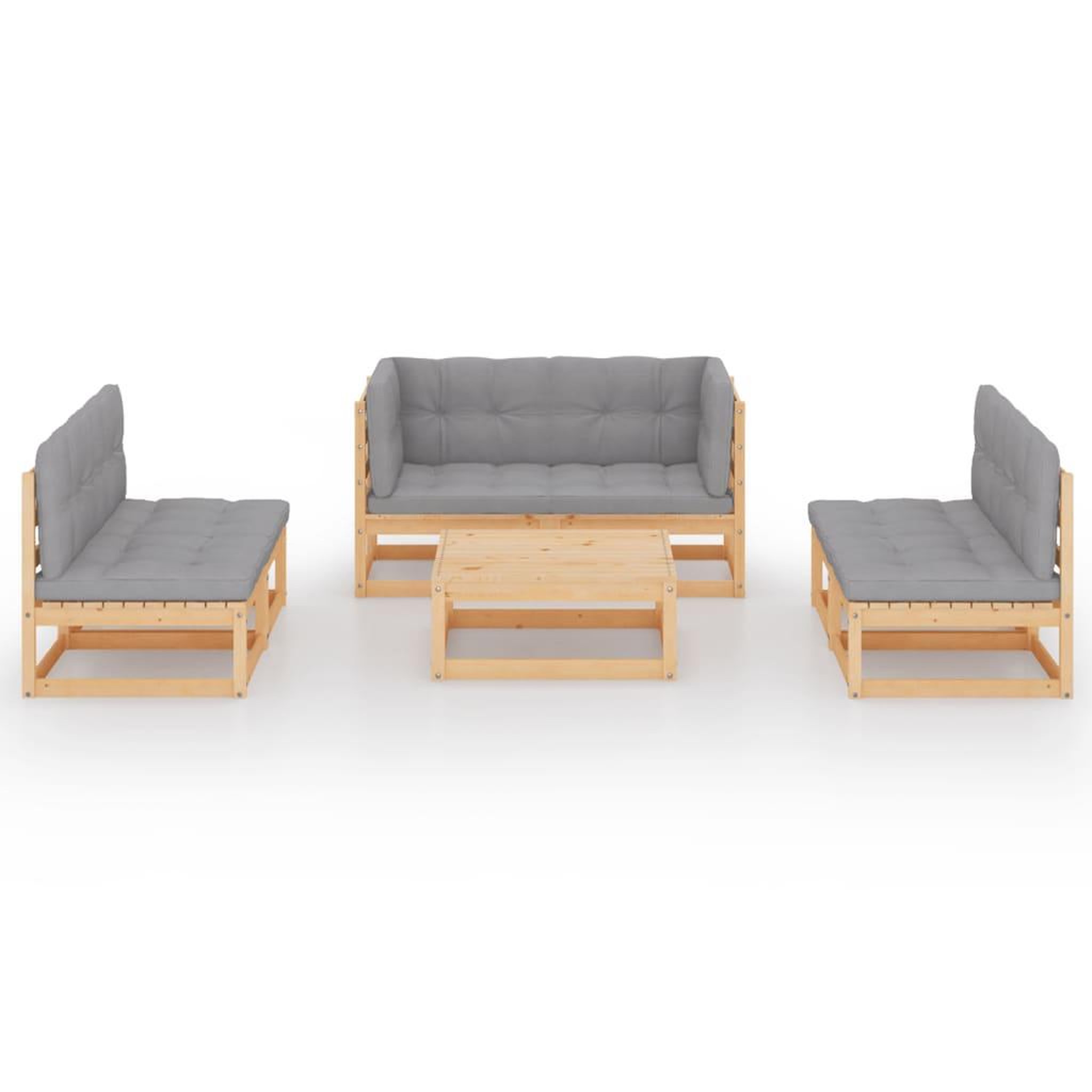 Voir la diapositive 3 : VIDAXL Salon de jardin 7 pcs avec coussins Bois de pin massif