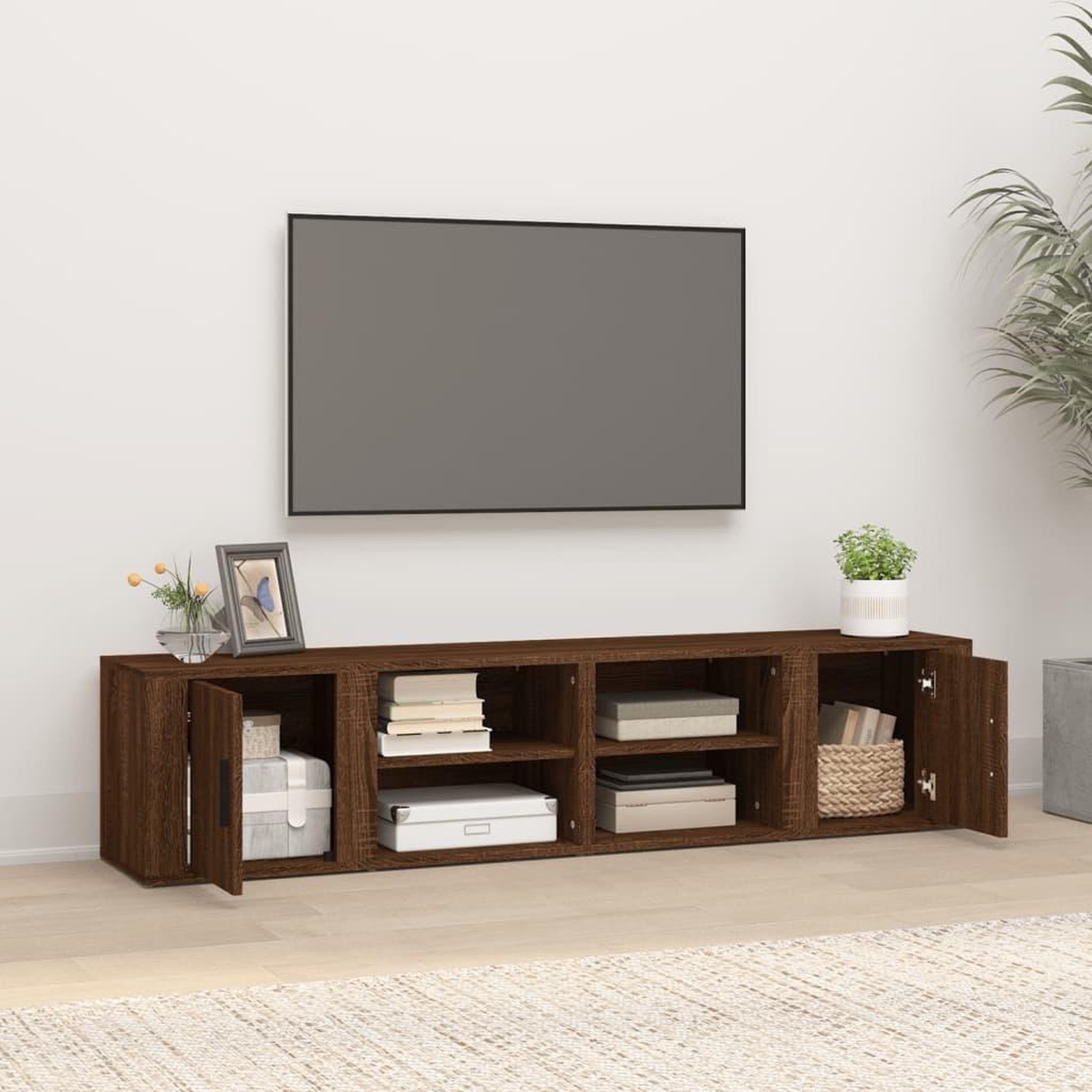 Voir la diapositive 3 : VIDAXL Meubles TV 2 pcs Chene marron 80x31,5x36 cm Bois d'ingenierie