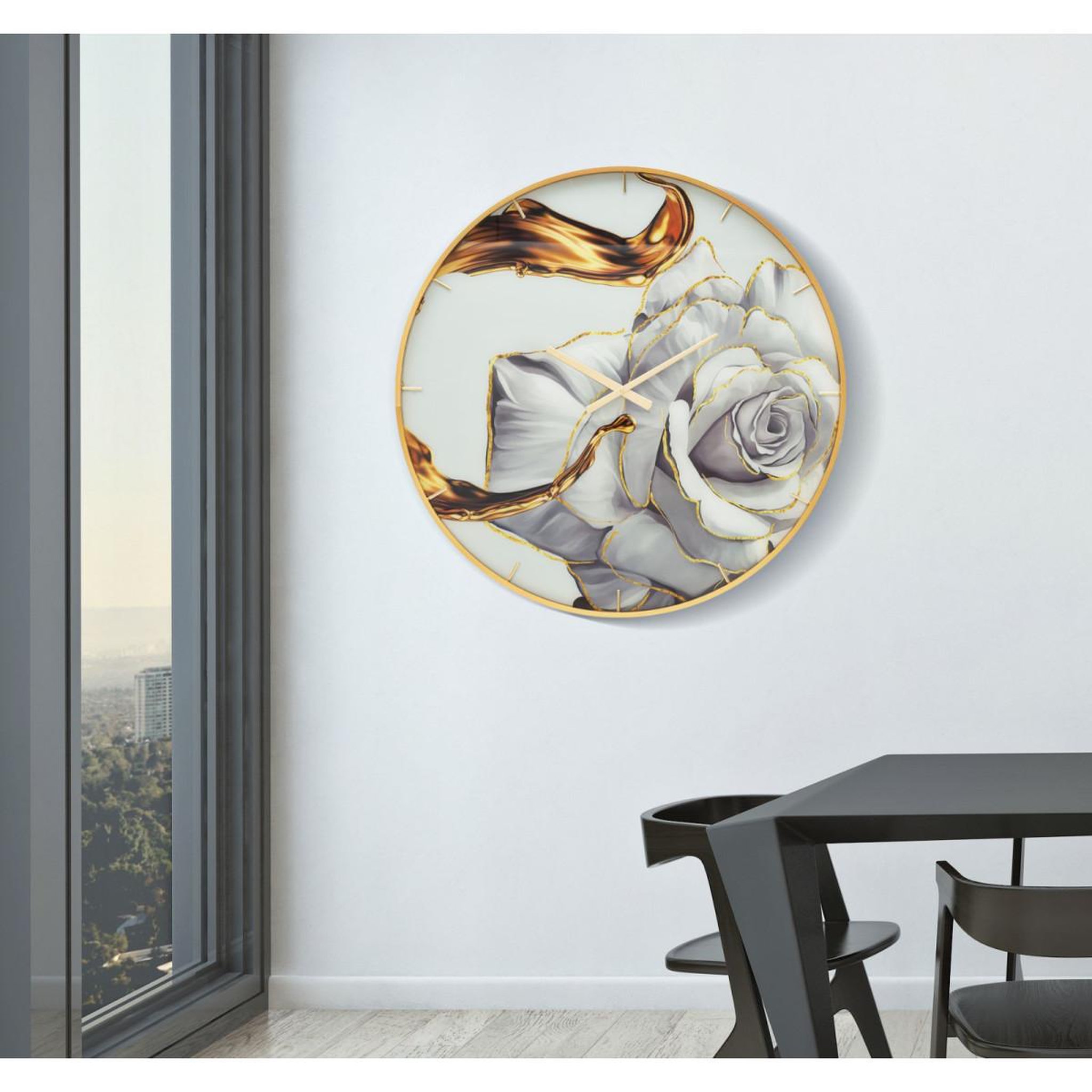 Voir la diapositive 5 : Paris Prix Horloge murale en verre  rose  80cm multicolore