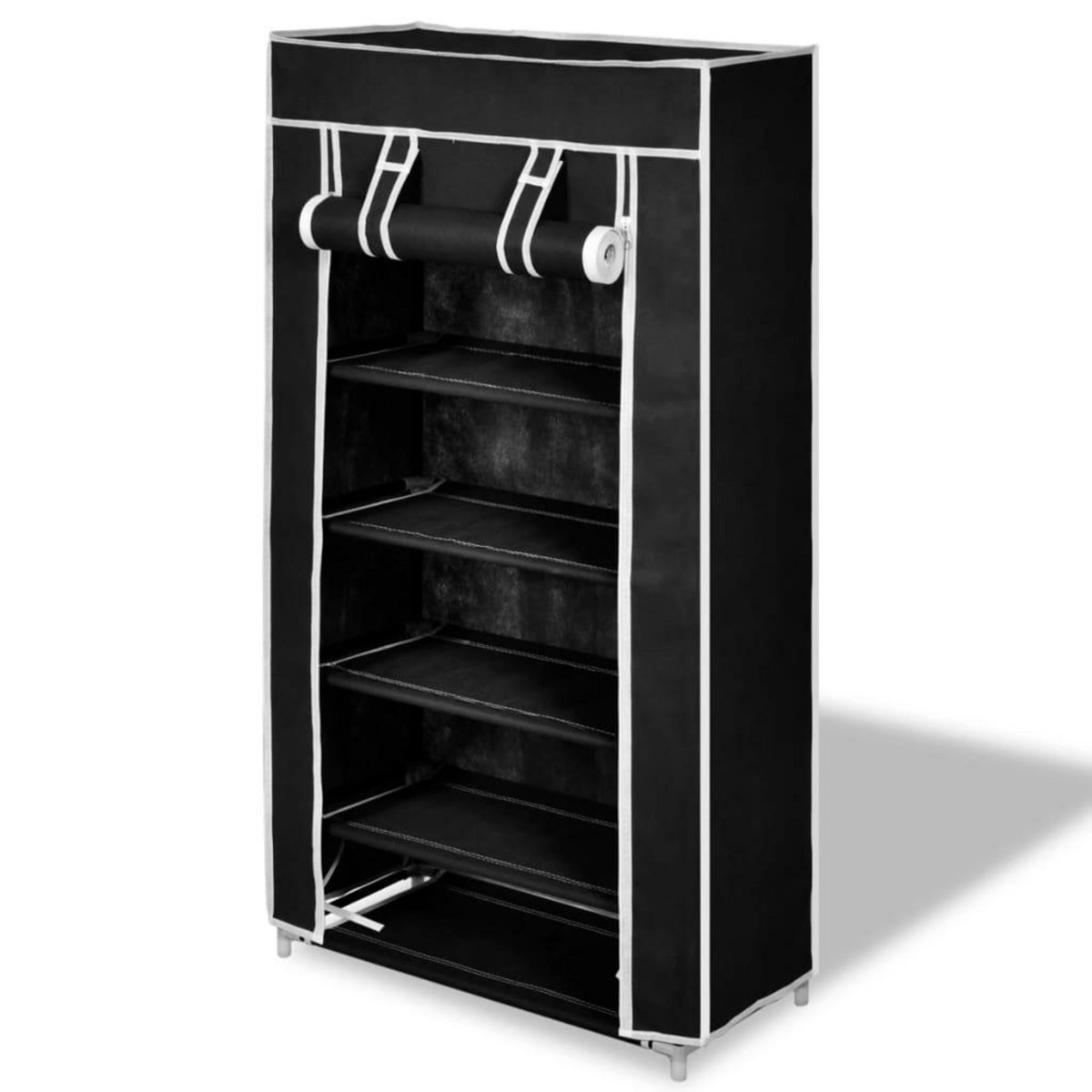 VIDAXL Armoire a chaussures avec housse 58 x 28 x 106 cm Tissu Noir