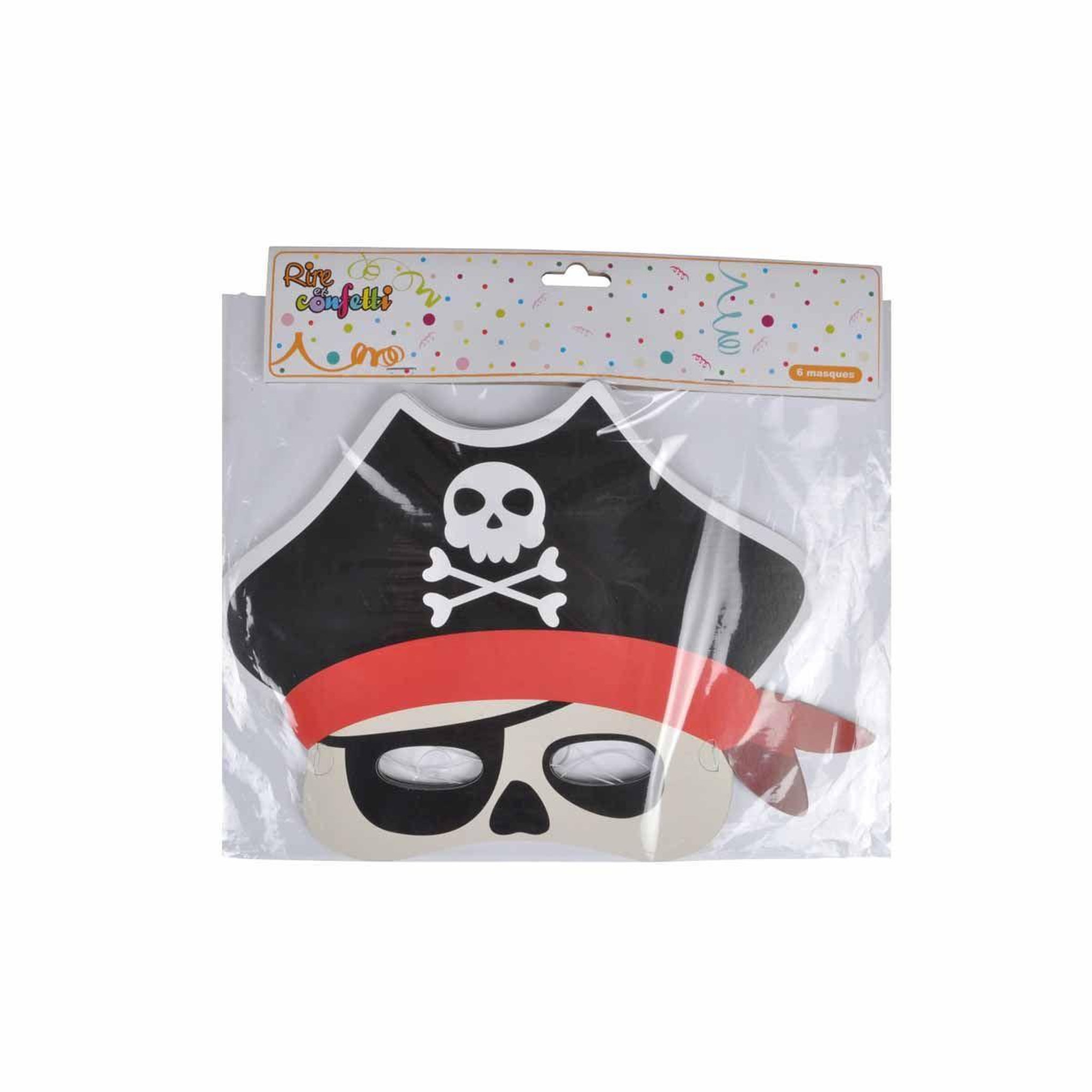 Voir la diapositive 2 : HOMEA Lot de 6 masques en papier  pirates  noir