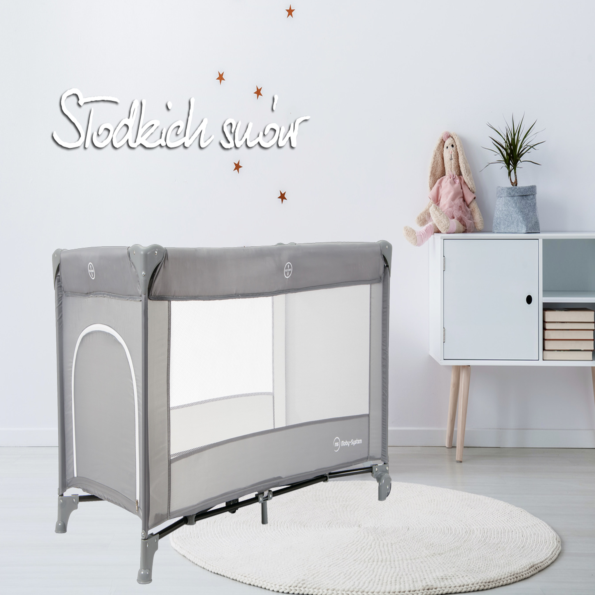 Voir la diapositive 4 : MOBY SYSTEM Lit Parapluie de Voyage Pliable Avec Matelas et Sac de Transport 126 x 66 x 72, Roues (Gris)