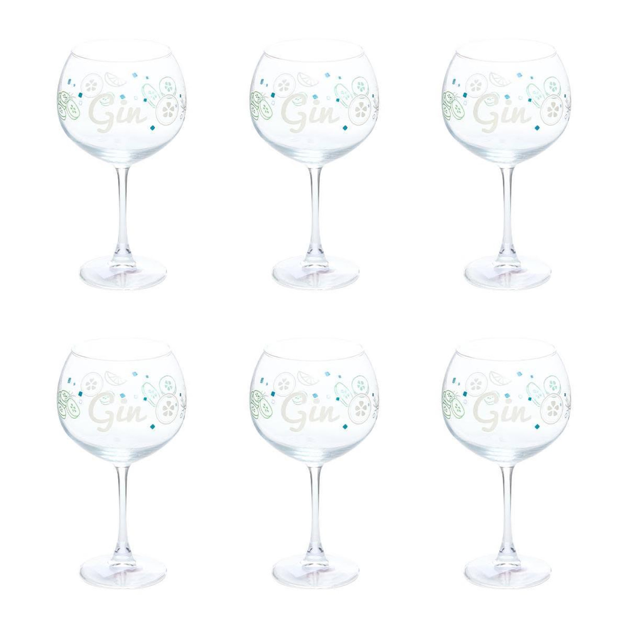 SECRET DE GOURMET Lot de 6 verres à gin  stella  68cl transparent
