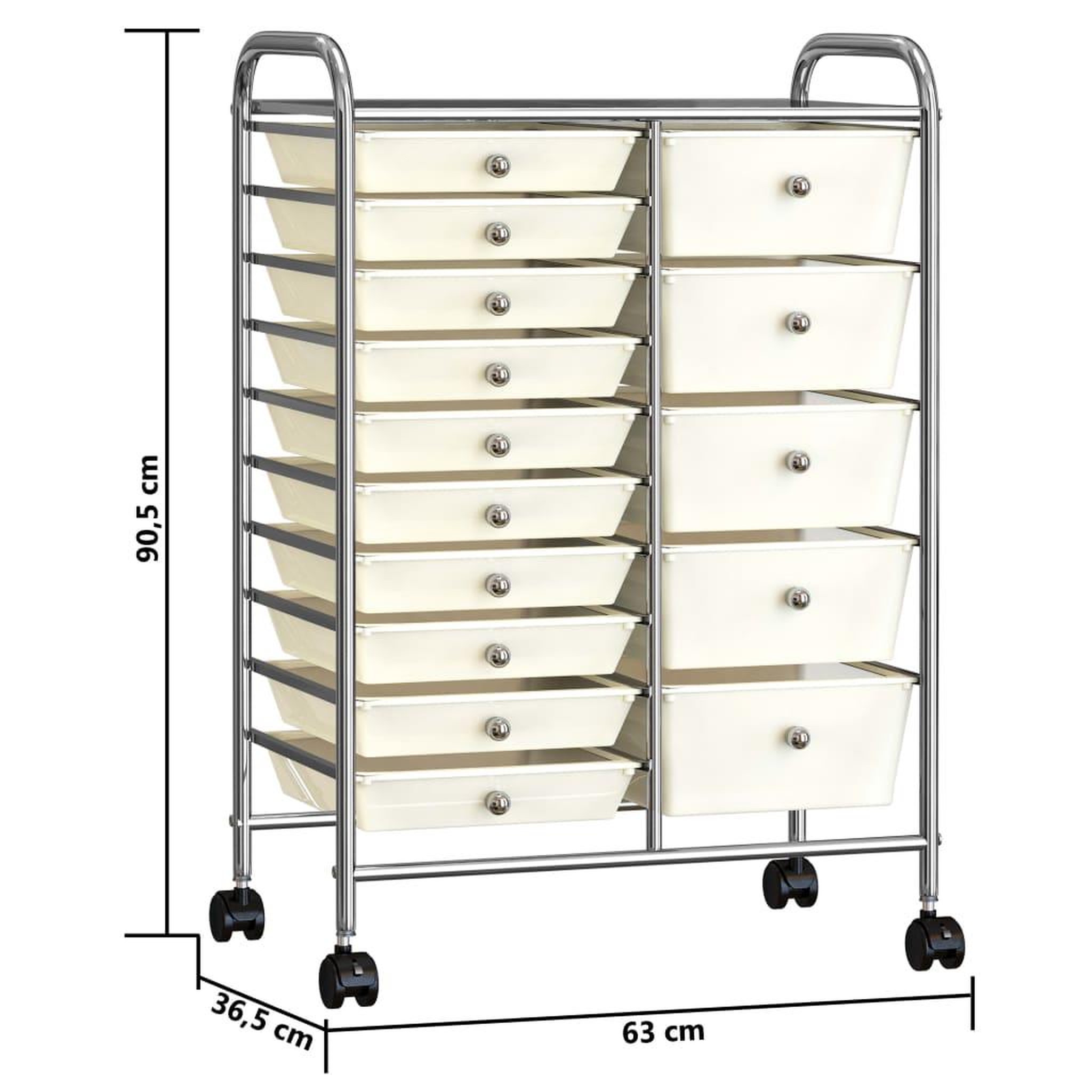 Voir la diapositive 6 : VIDAXL Chariot de rangement mobile a 15 tiroirs XXL Blanc Plastique