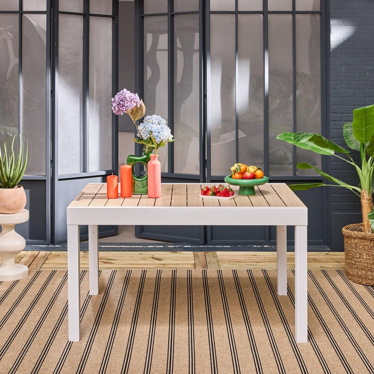 SWEEEK Table de jardin ELORA extensible aluminium, 8 places