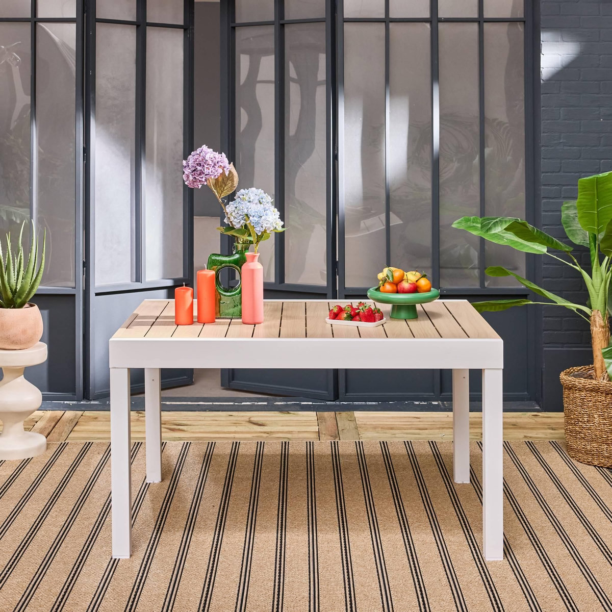 SWEEEK Table de jardin ELORA extensible aluminium, 8 places