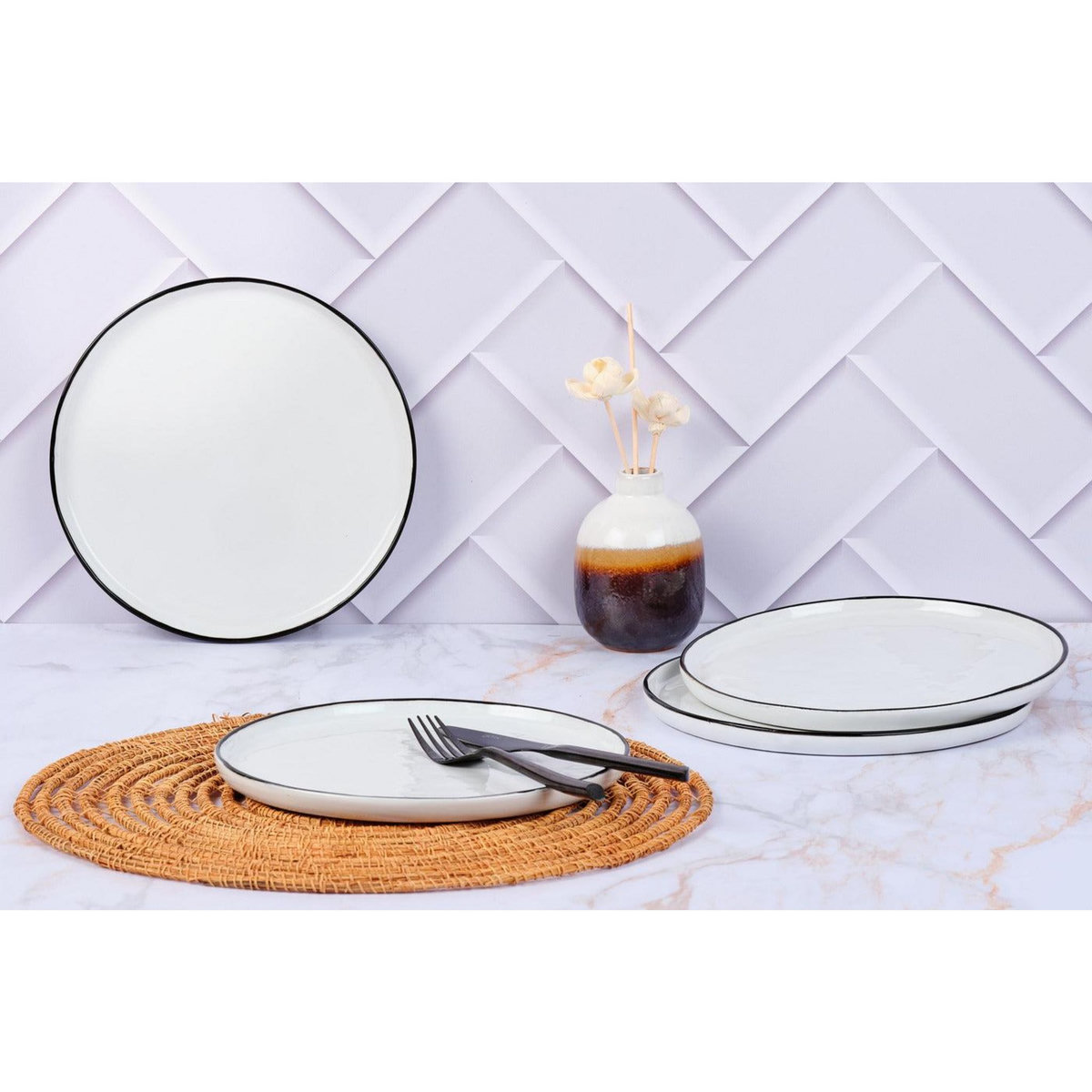 BJORN Assiette PURE Ø21,5cm - 4 pièces - Blanc Neige