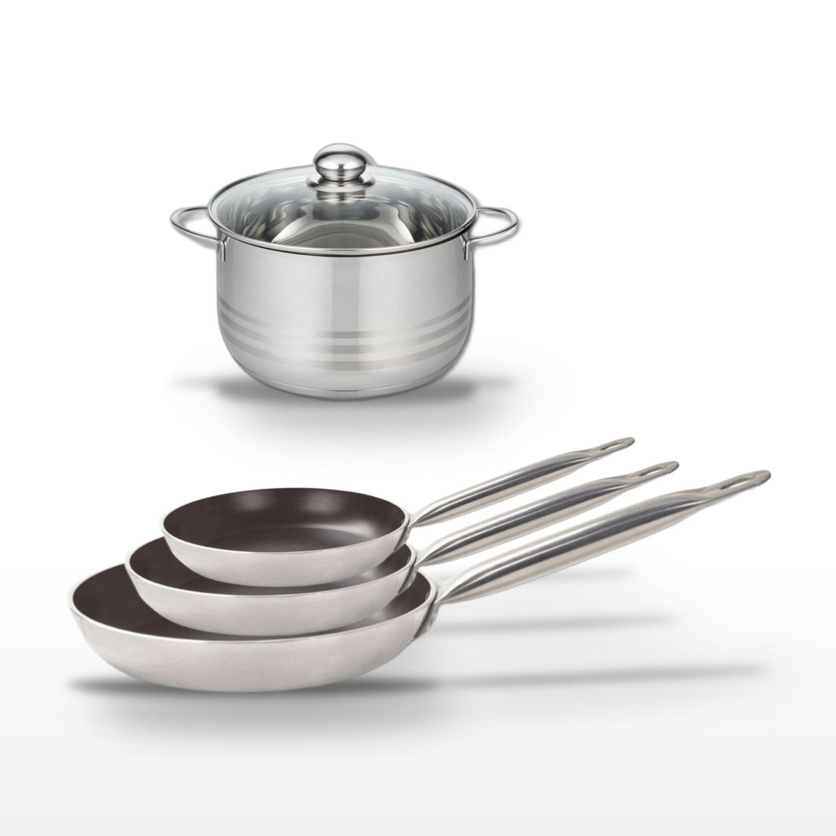 ELO Lot 3 Poêles 24/28/32 cm et Faitout 20 cm Elo Bistro Line