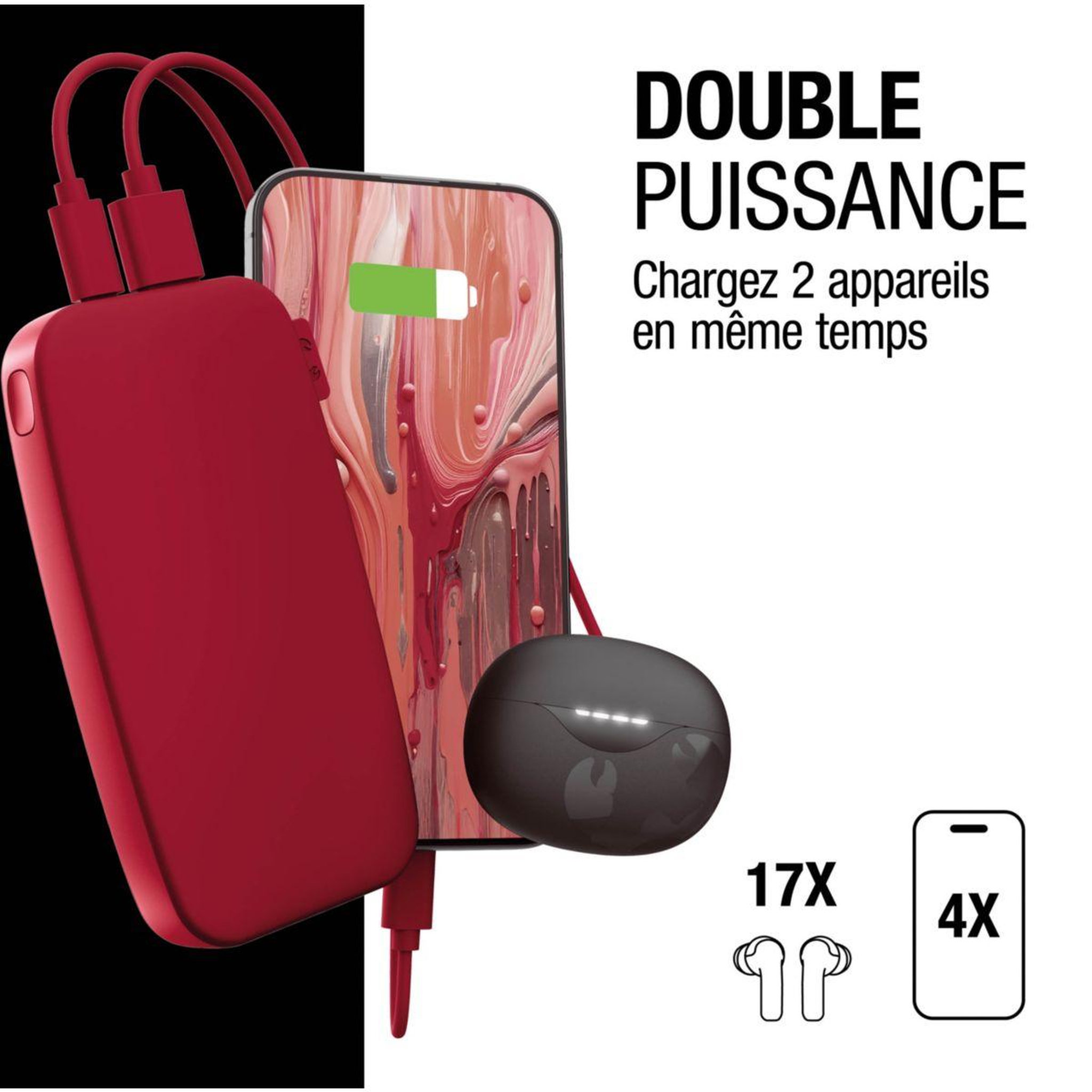 Voir la diapositive 2 : FRESH'N REBEL Batterie externe 12000mah usb-c ultra-rapide 20w rouge