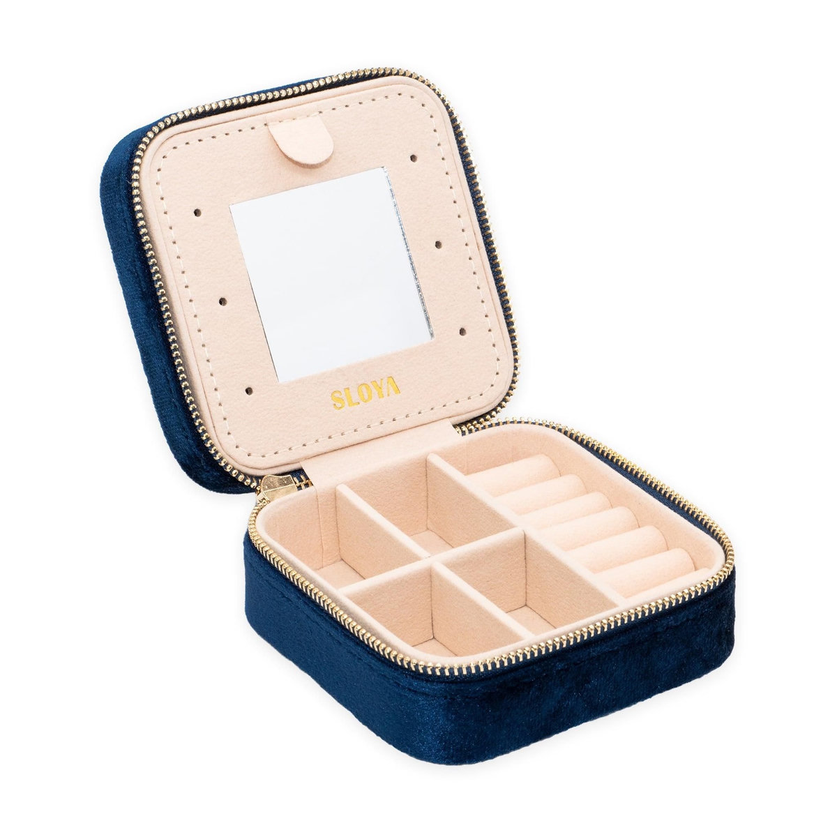 SLOYA Boîte à bijoux velours bleu lapis-lazuli