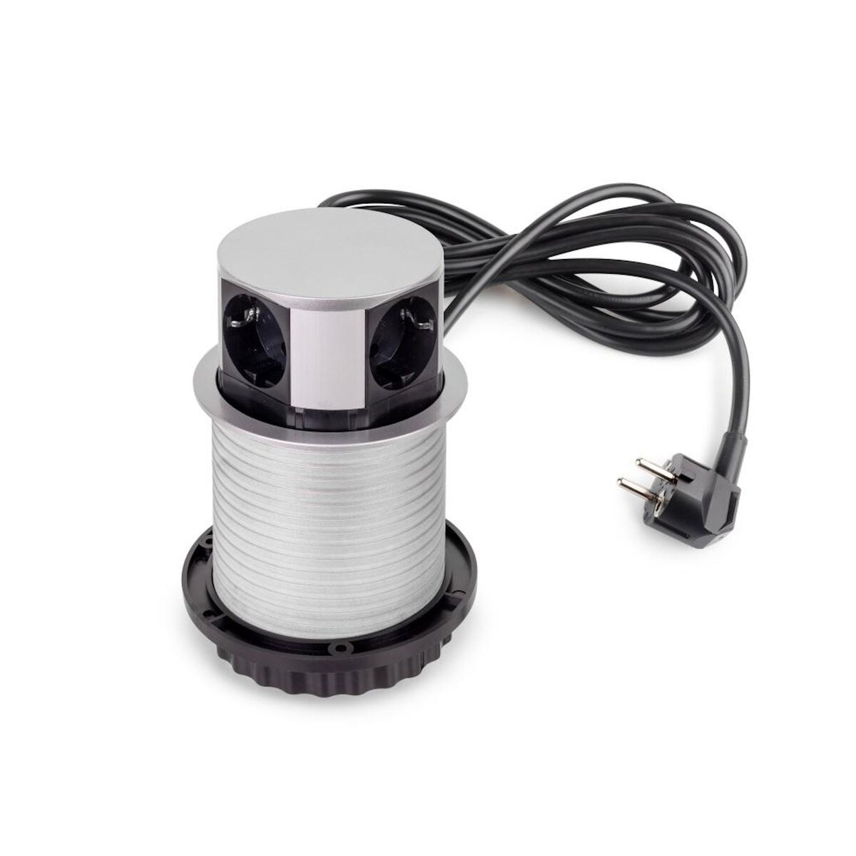 EMUCA SRL Multiconnecteur Vertikal Push diamètre 100mm -  3 prises de type Schuko -  1 USB type A -  1 USB type C -  Acier et Plastique -  Peint en aluminium