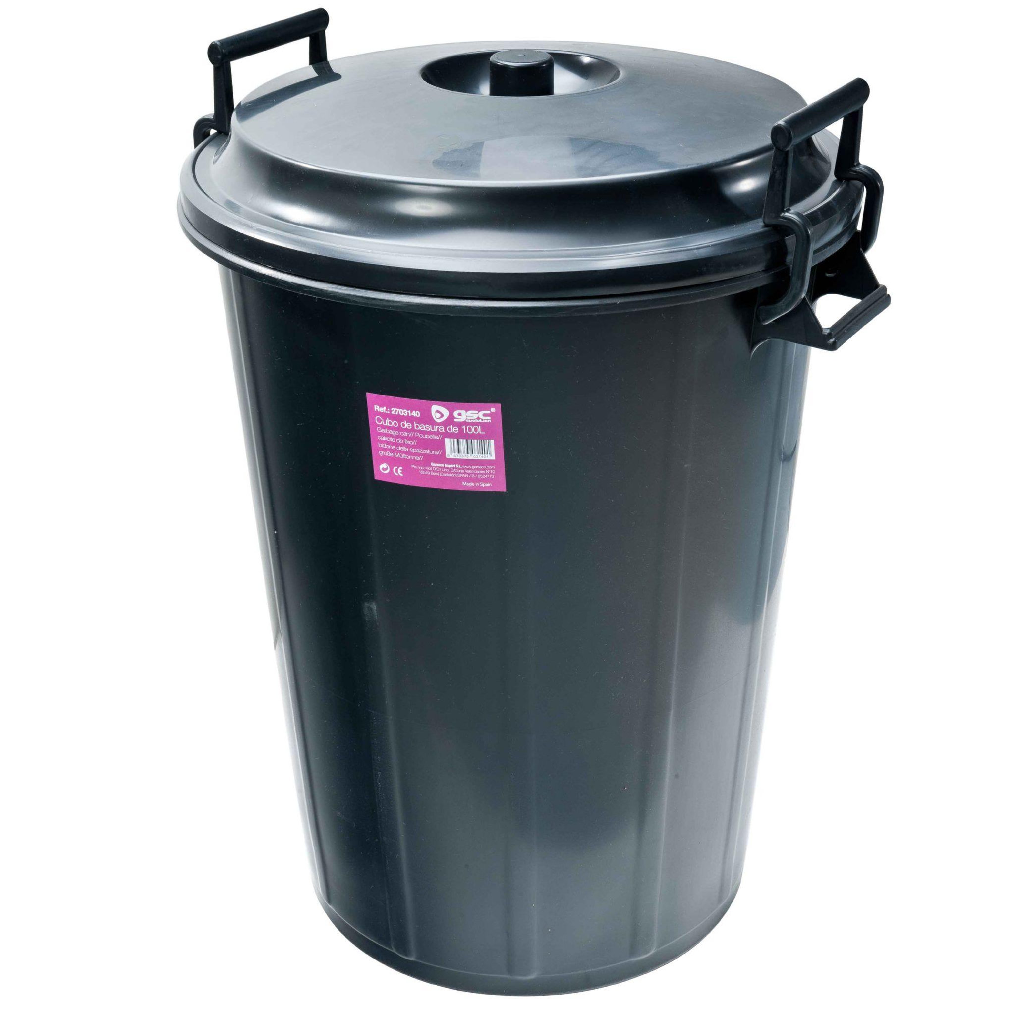Gsc Poubelle de jardin 100l avec couvercle
