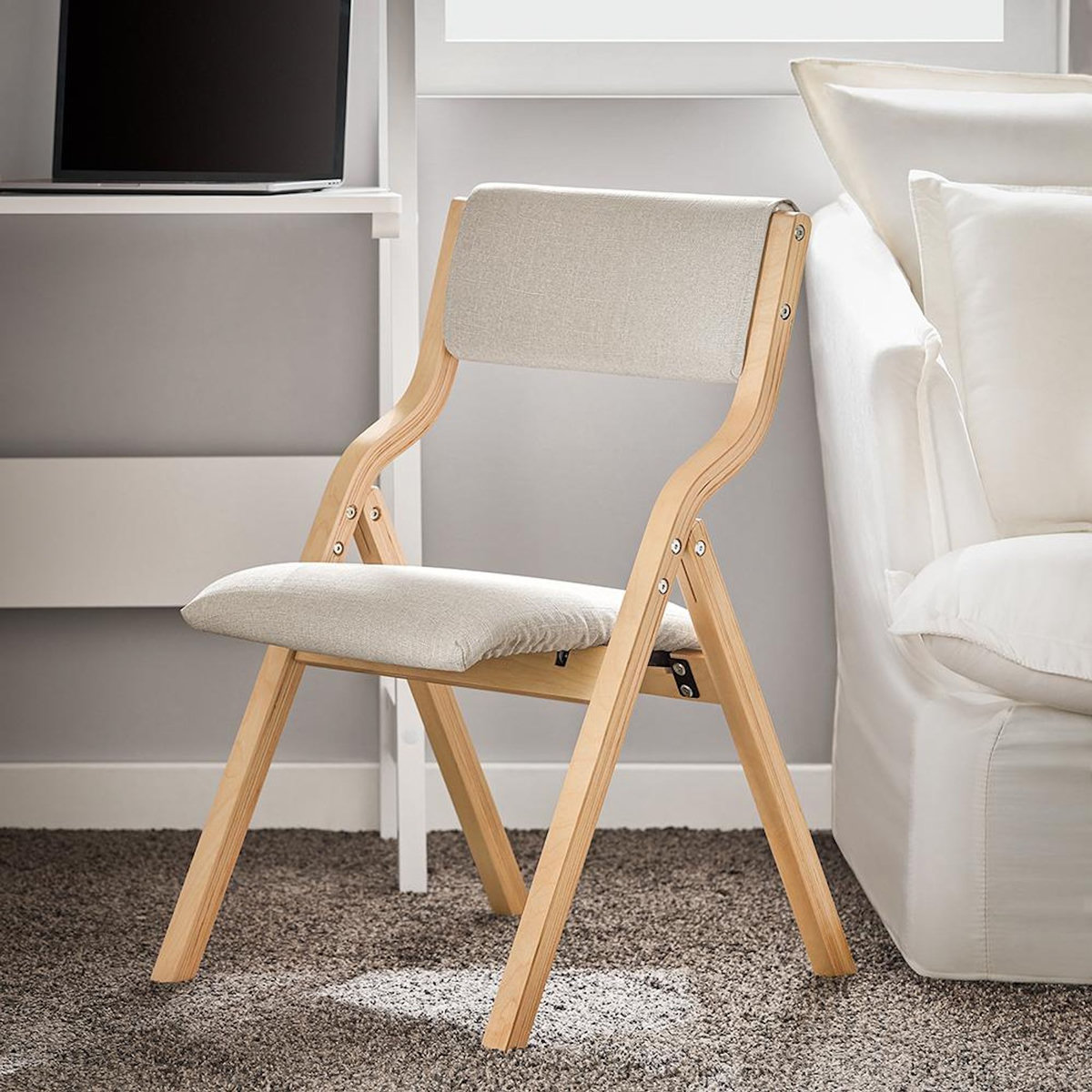 SOBUY Chaise Pliante Salle à Manger Gris clair 48x42x80cm FST40-HGX2