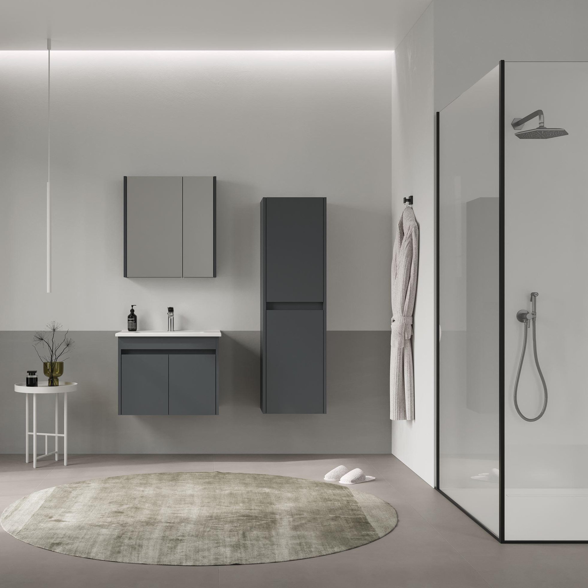 Voir la diapositive 3 : Habitat et Jardin Armoire de salle de bain  side 40  - 40 x 27 x 138 cm - matte anthracite