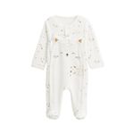 Petit Béguin Pyjama bébé en velours ouverture pont Bisous. Coloris disponibles : Beige