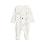 Petit Béguin Pyjama bébé en velours ouverture pont Bisous. Coloris disponibles : Beige