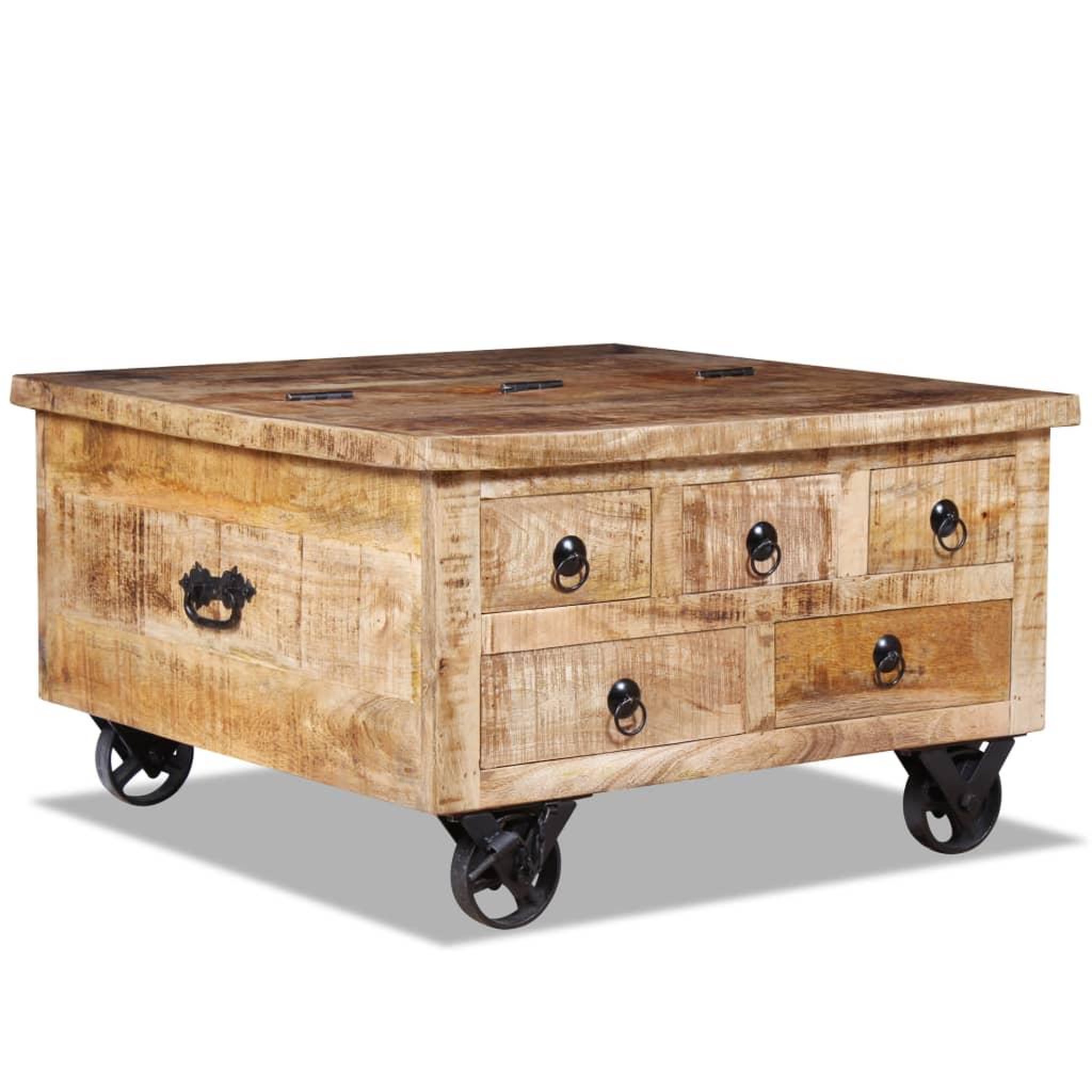 Voir la diapositive 1 : VIDAXL Table basse Bois de manguier brut 70 x 70 x 40 cm