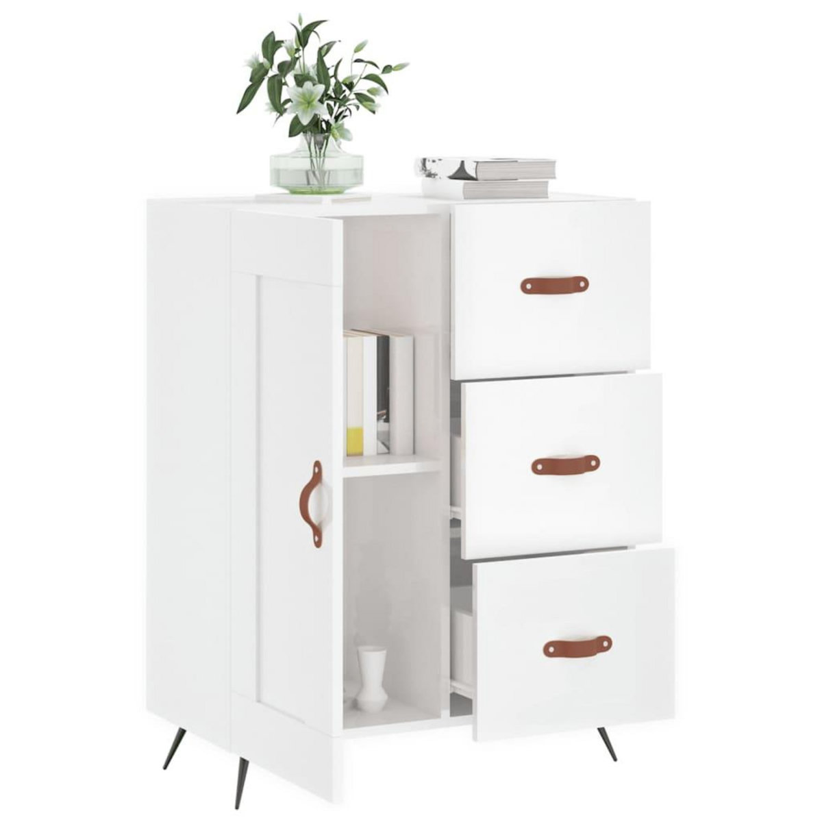 VIDAXL Buffet Blanc brillant 69,5x34x90 cm Bois d'ingenierie