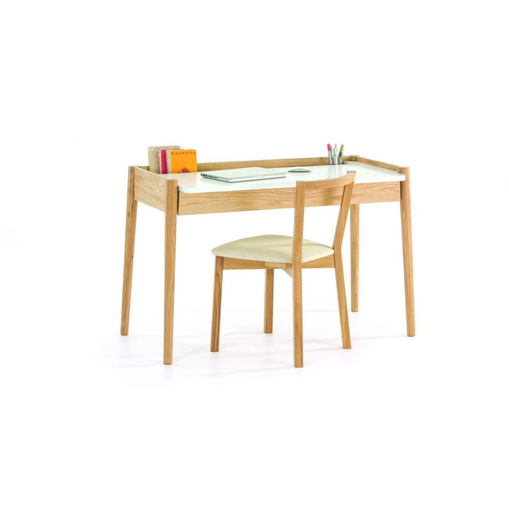 Voir la diapositive 5 : Paris Prix Bureau 2 tiroirs  feldbach  126cm chêne & blanc