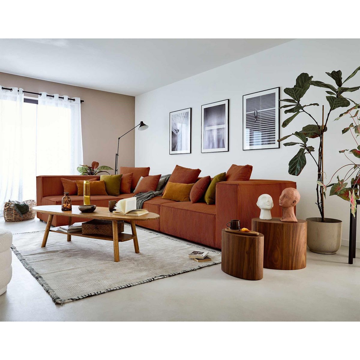 LISA DESIGN Colombine - canapé modulable d'angle gauche - 6 places - en velours côtelé