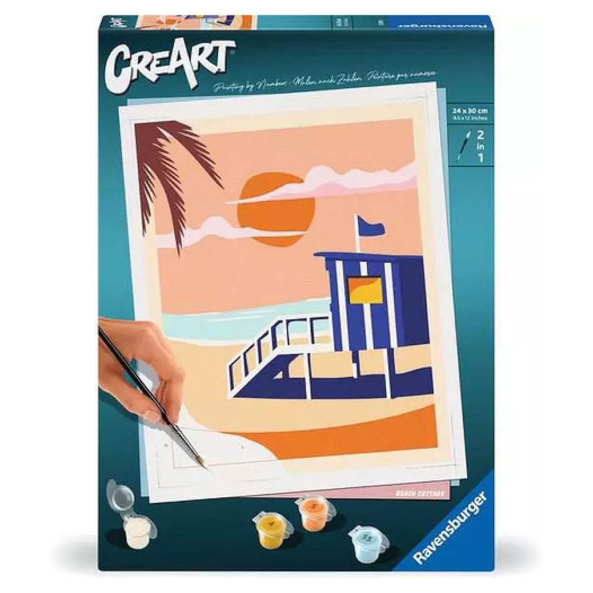 RAVENSBURGER CreArt - 24x30 cm Peinture au numero Motif Plage Cottage
