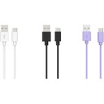 ESSENTIEL B Câble USB C pack 3 câbles USB 1M Blanc/Noir/Mauve