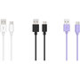 Voir la diapositive 1 : ESSENTIEL B Câble USB C pack 3 câbles USB 1M Blanc/Noir/Mauve