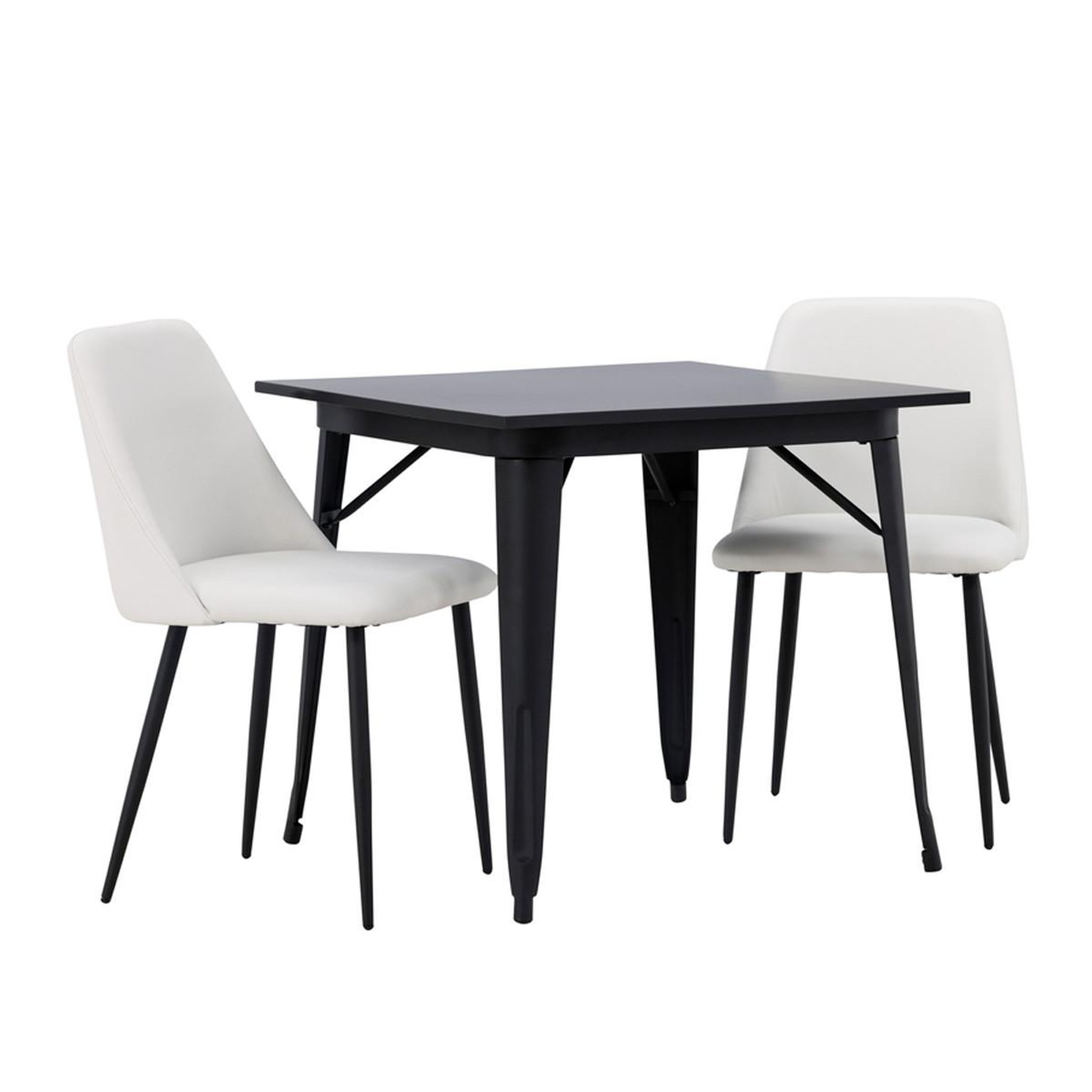 Paris Prix Ensemble table à manger & 2 chaises  tempe & night  80cm noir & blanc