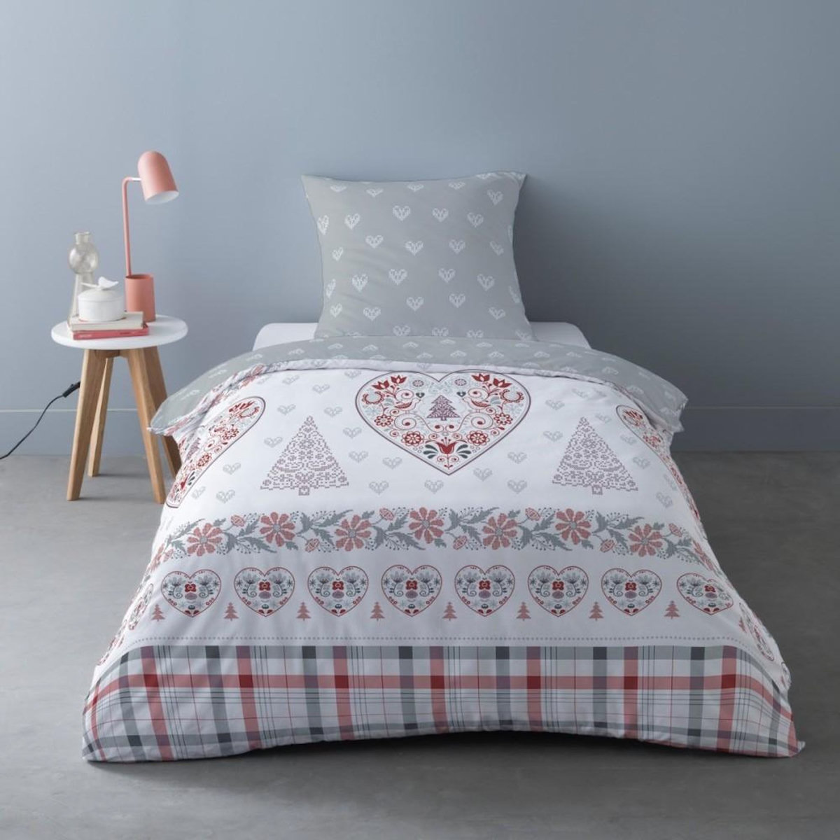 Dourev Housse de couette Flanelle 140x200 + 1 taie d'oreiller