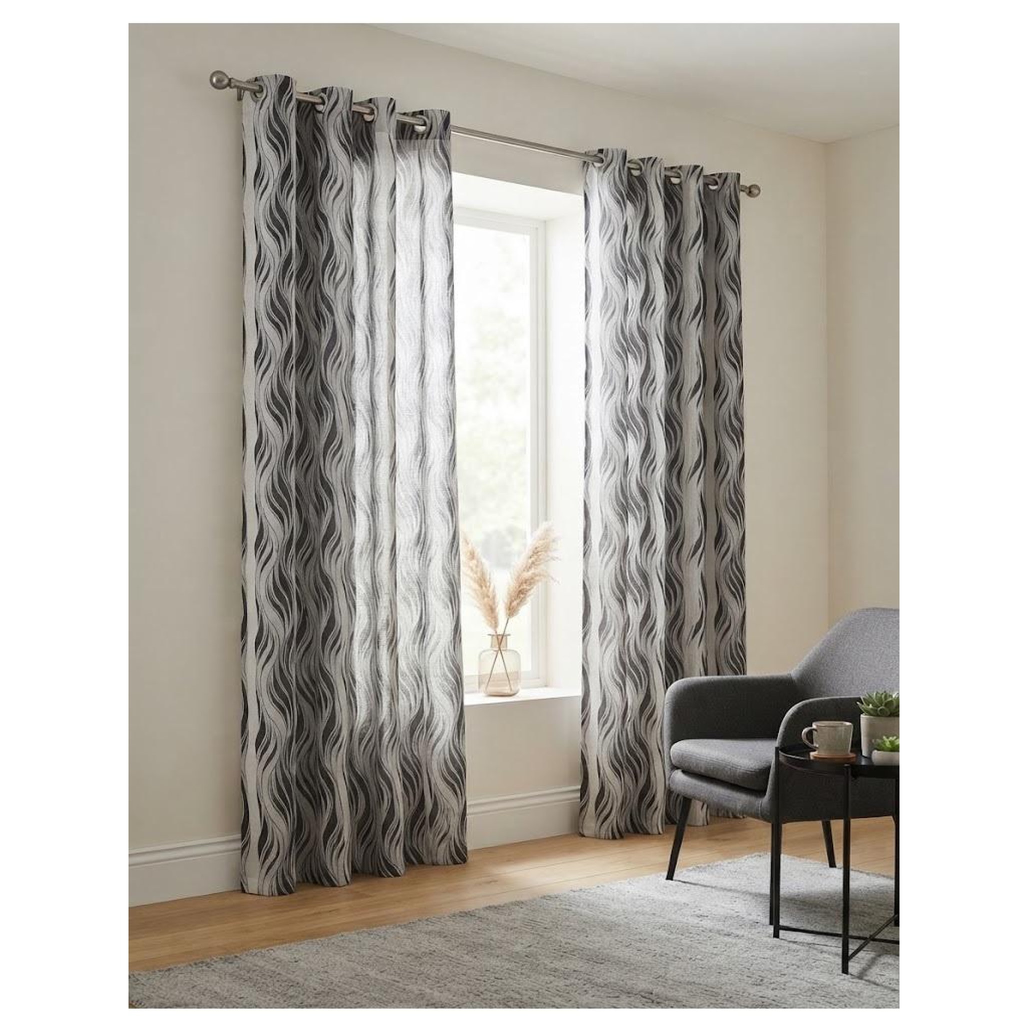 Voir la diapositive 6 : Eden Rideau a oeillets ondulé design et moderne