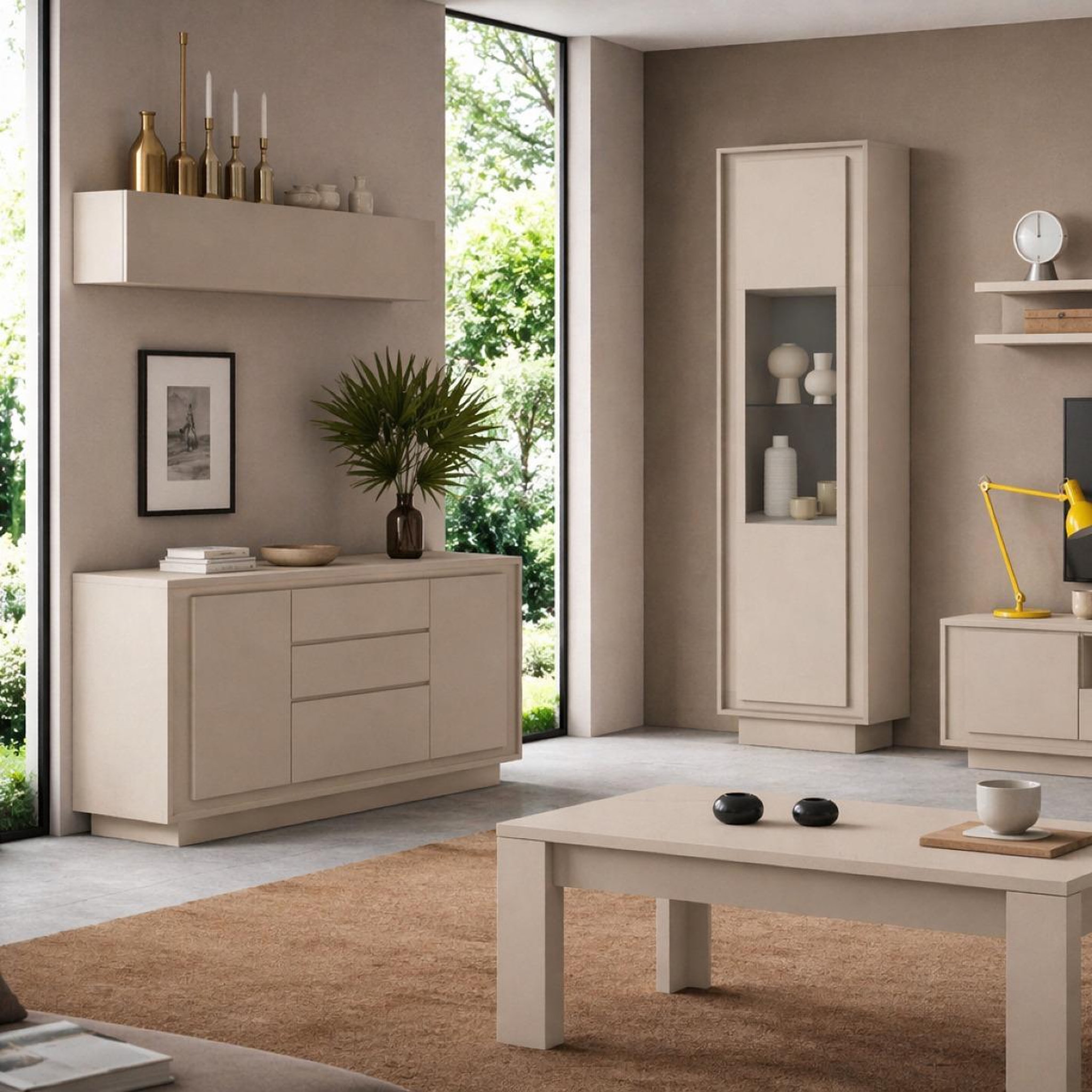 Voir la diapositive 4 : JLC KREATION Vitrine 1 porte vitré coloris beige yori