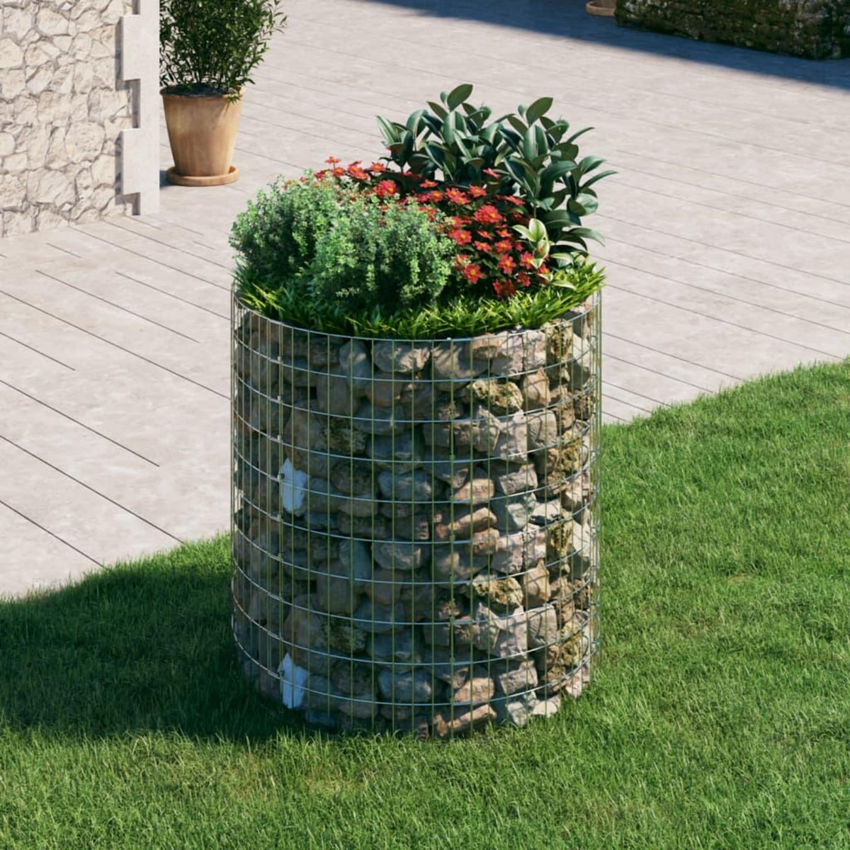 VIDAXL Poteau a gabion circulaire Acier galvanise Ø100x100 cm