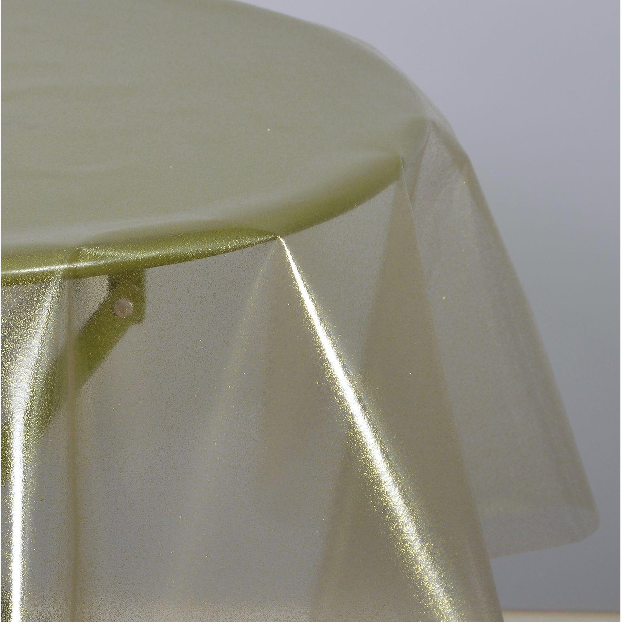 Voir la diapositive 2 : HABITABLE Nappe en toile cirée ronde CRISTAL - Diam. 135 cm - Or