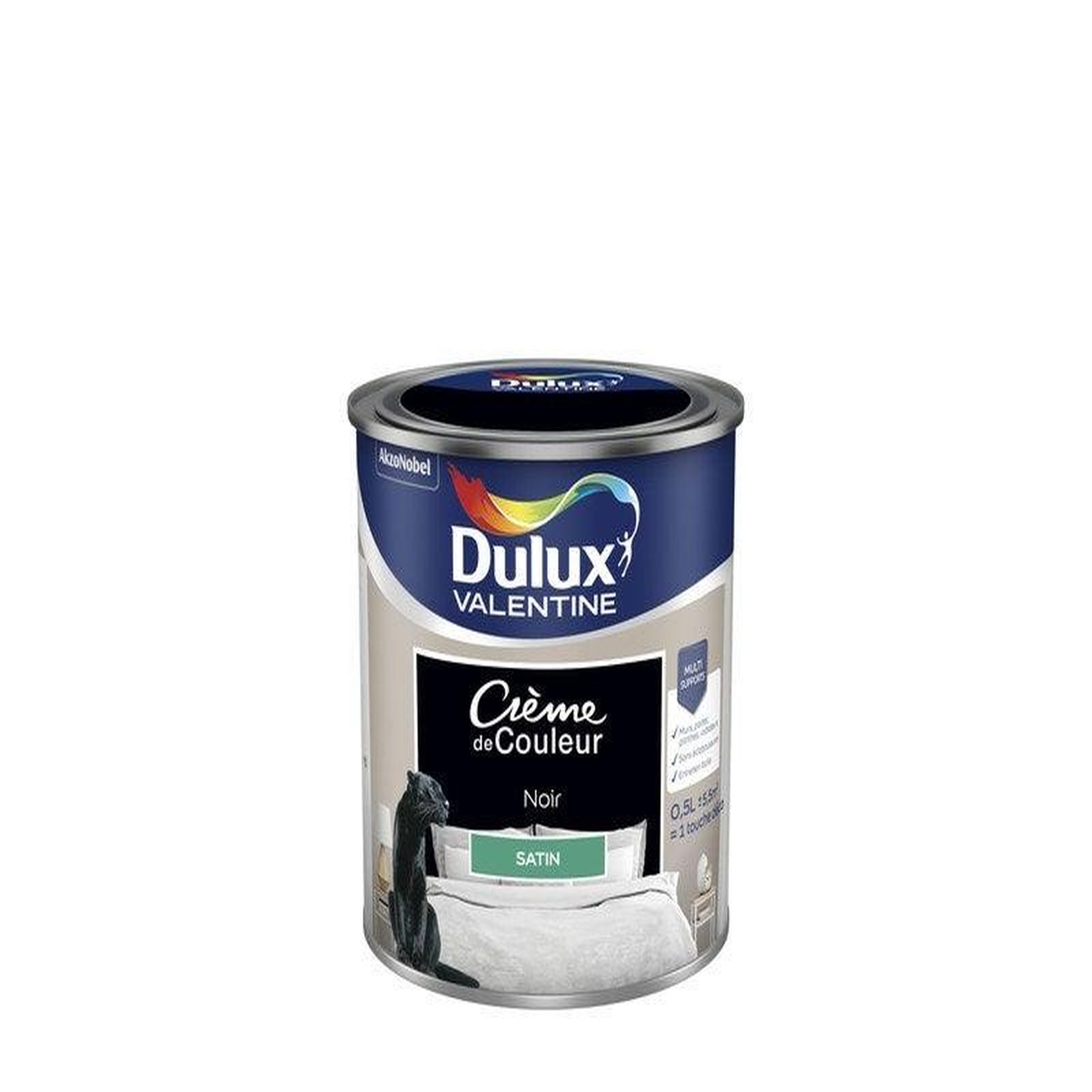 CENTRALE BRICO Peinture mur, boiserie crème de couleur DULUX VALENTINE noir satiné 0.5L