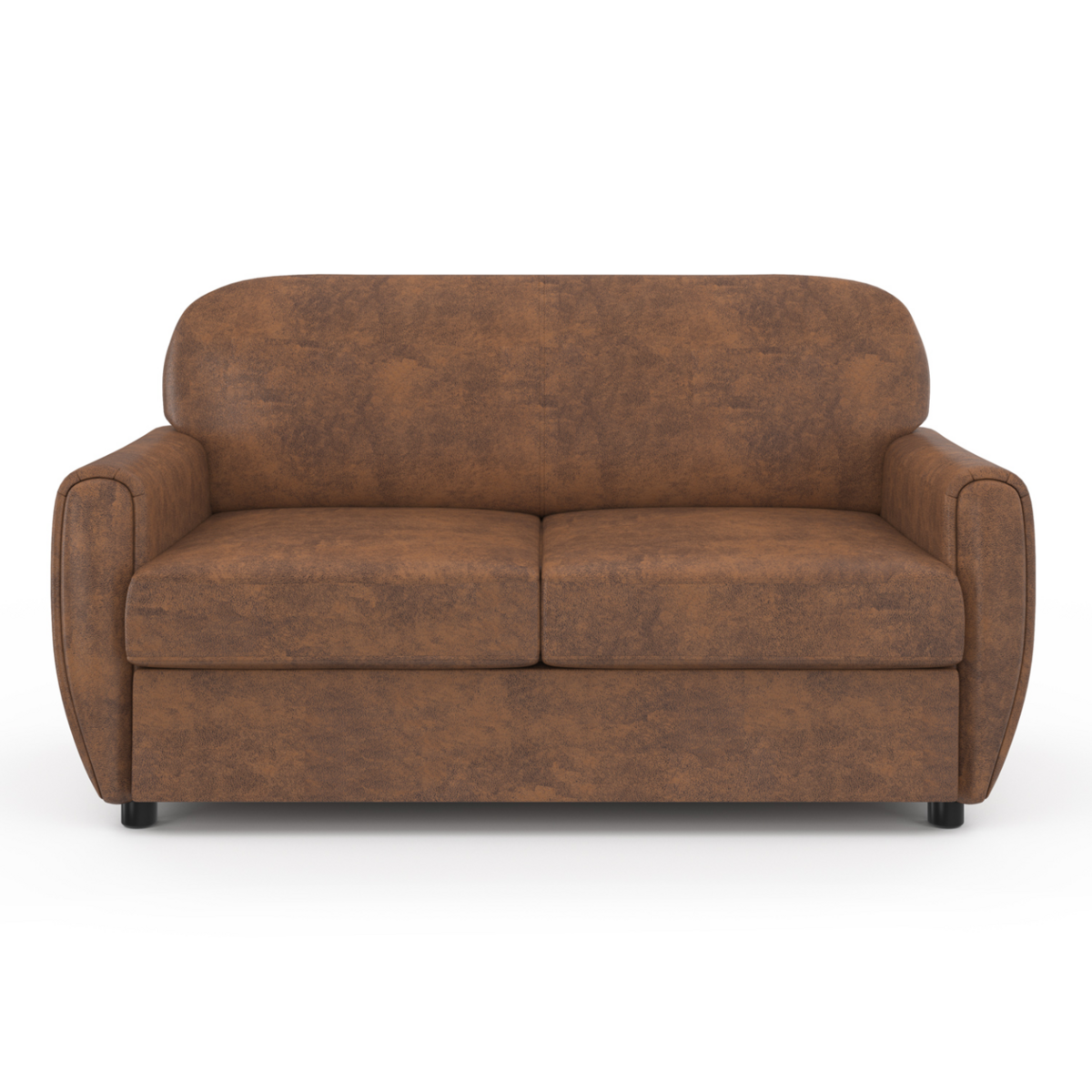 ID MARKET Canapé droit 2 places CLUB vintage GASTON marron foncé effet vieilli