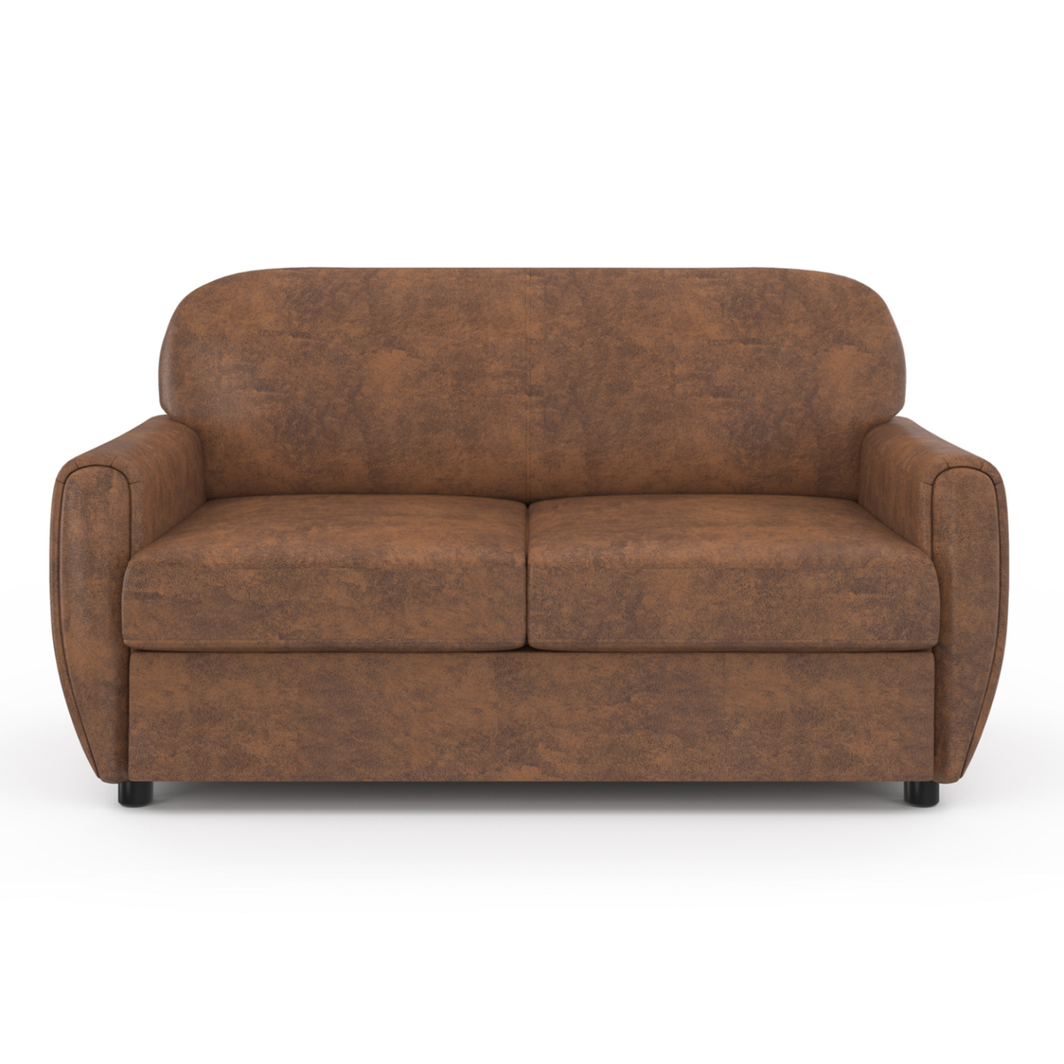 ID MARKET Canapé droit 2 places CLUB vintage GASTON marron foncé effet vieilli