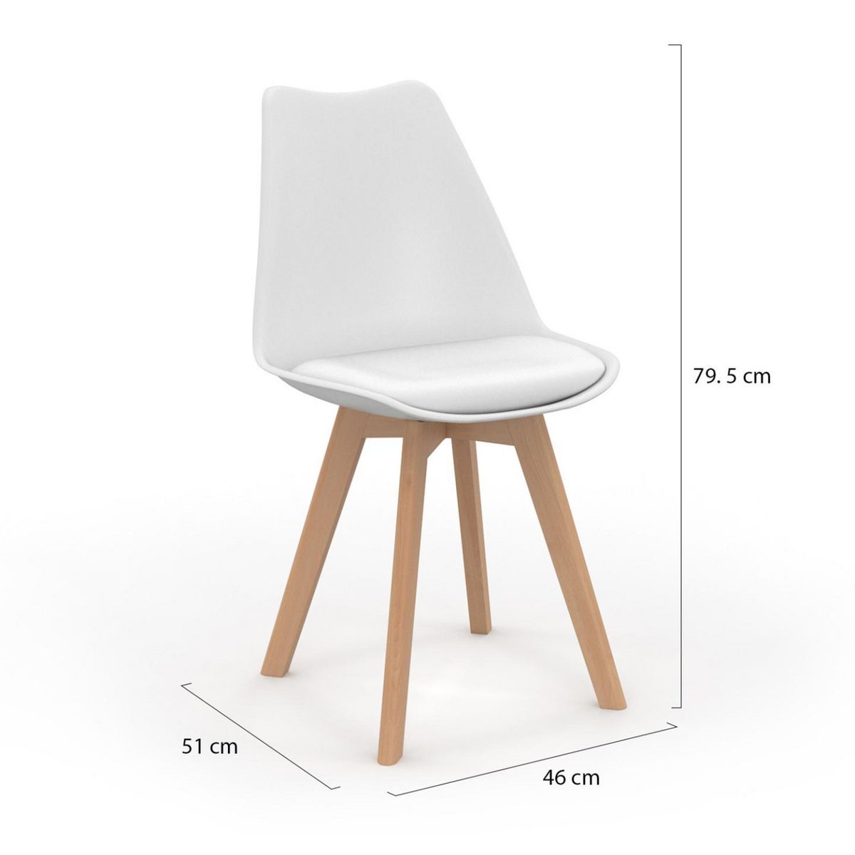 ID MARKET Lot de 4 chaises scandinaves SARA mix color gris foncé, gris clair, blanc et noir