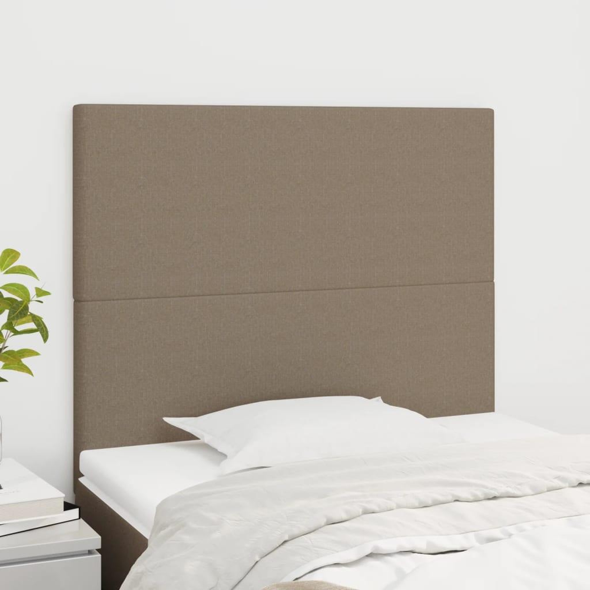 Voir la diapositive 1 : VIDAXL Tetes de lit 2 pcs Taupe 100x5x78/88 cm Tissu
