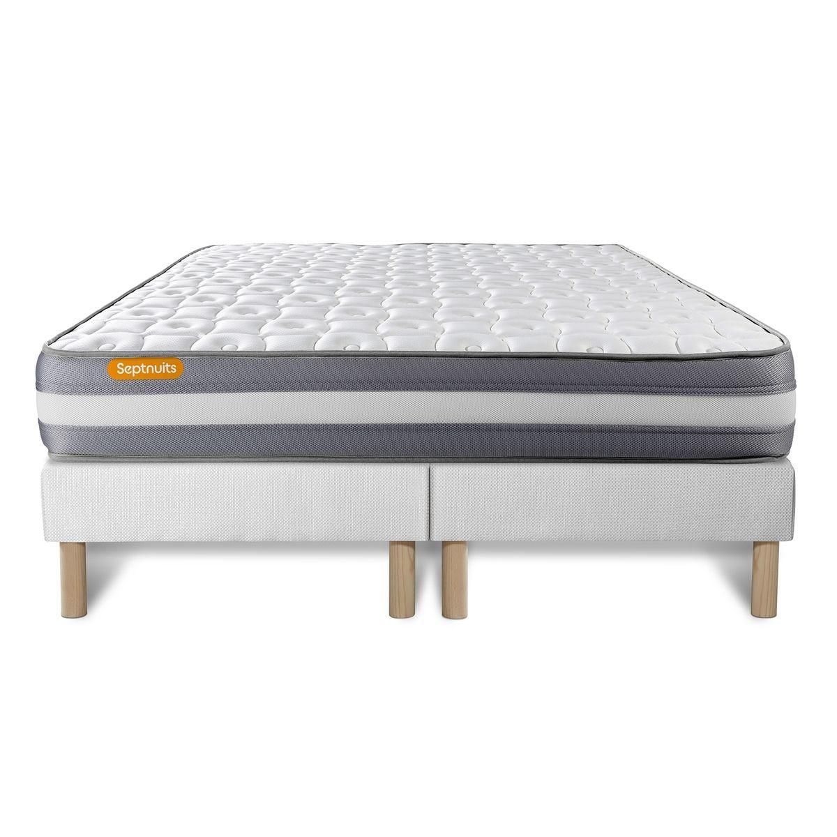 SEPTNUITS Matelas + double sommiers Memo Plus Mémoire de forme 3 zones