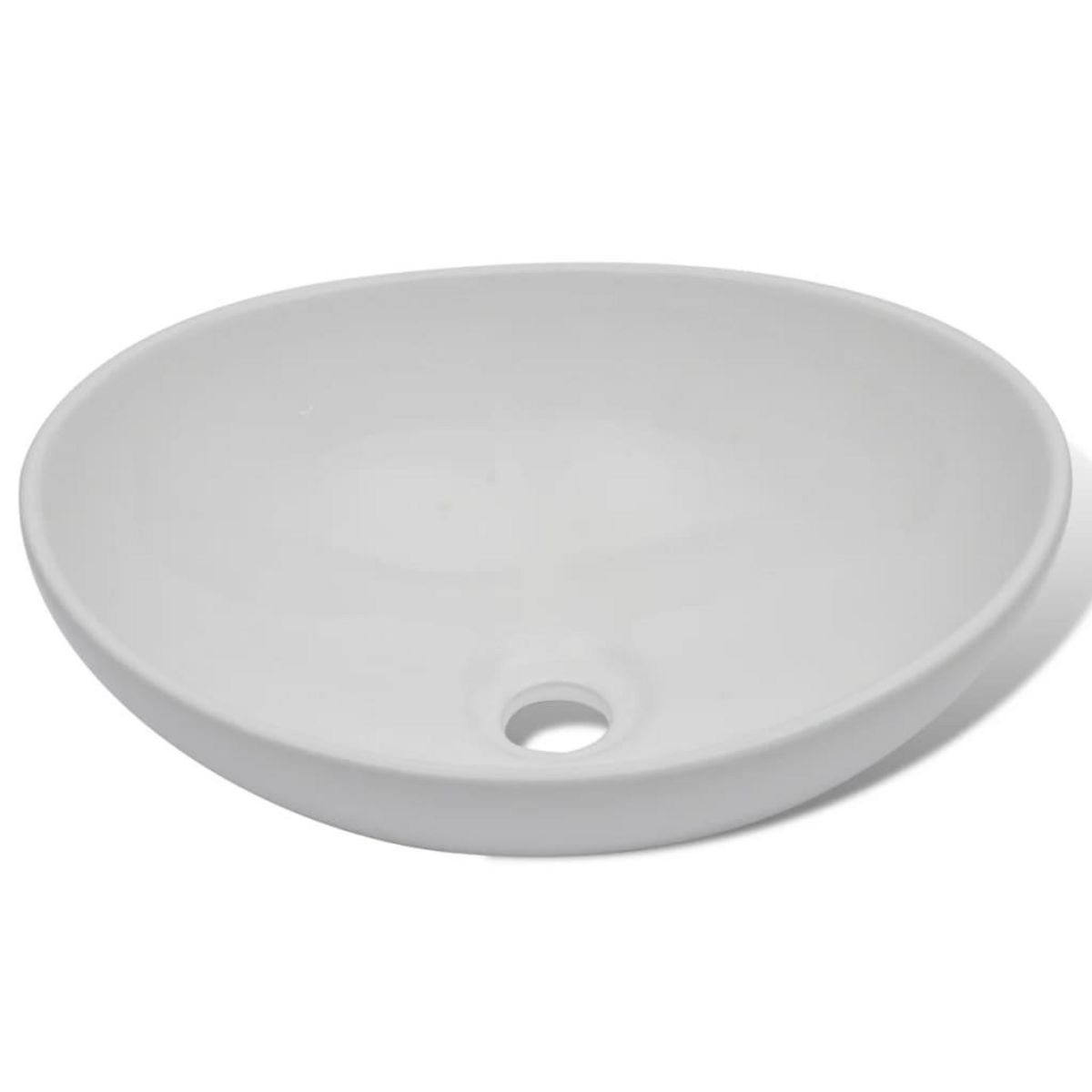 VIDAXL Lavabo de salle de bain avec mitigeur Ceramique Ovale Blanc