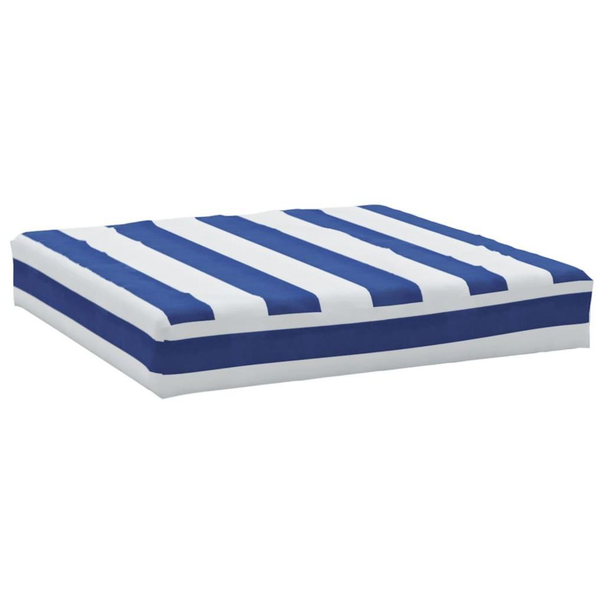 VIDAXL Coussin de palette rayure bleue/blanche 60x60x8 cm tissu